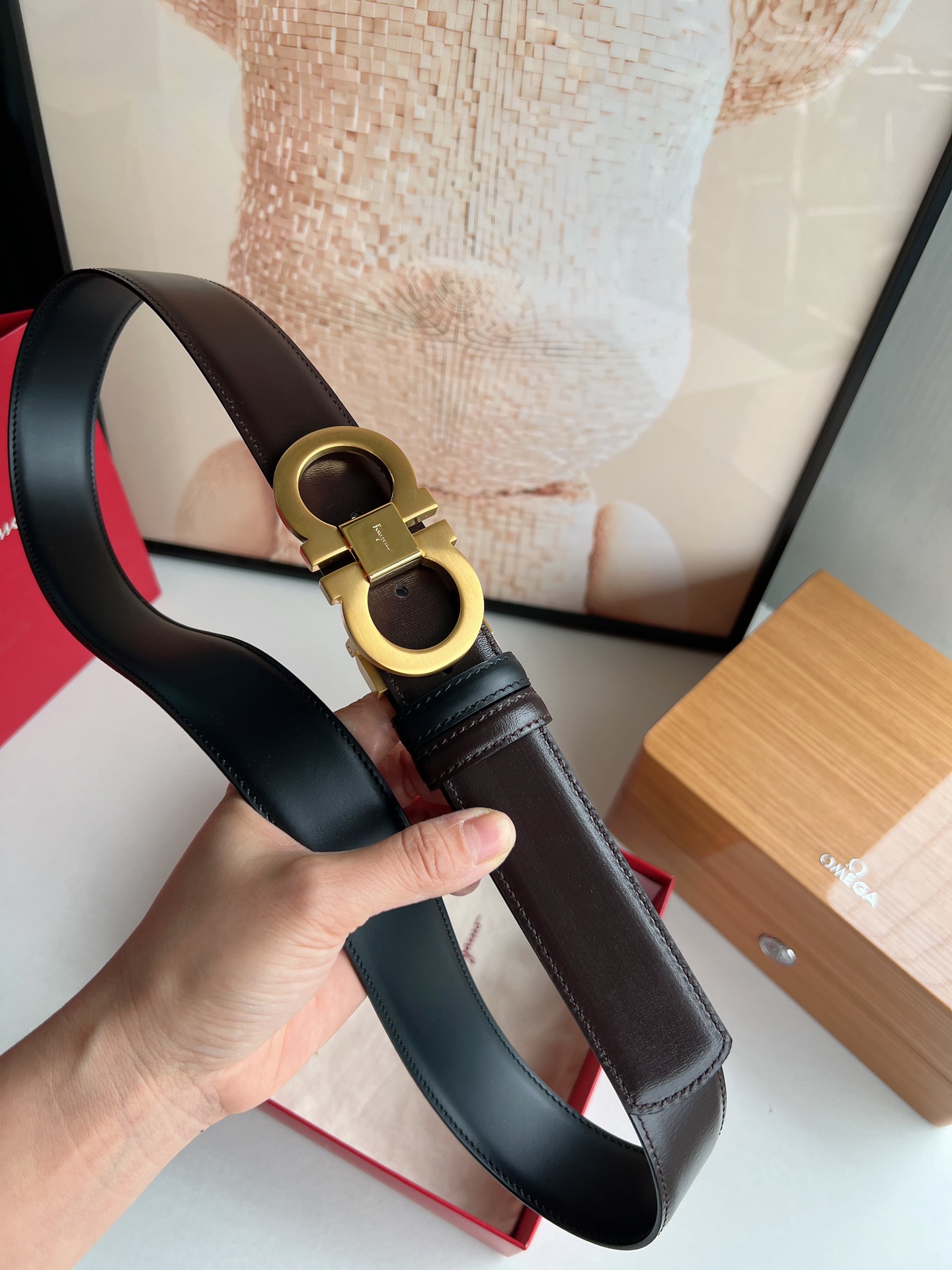 Salvatore Ferragamo Male Leather Belt Top Grain Leather M