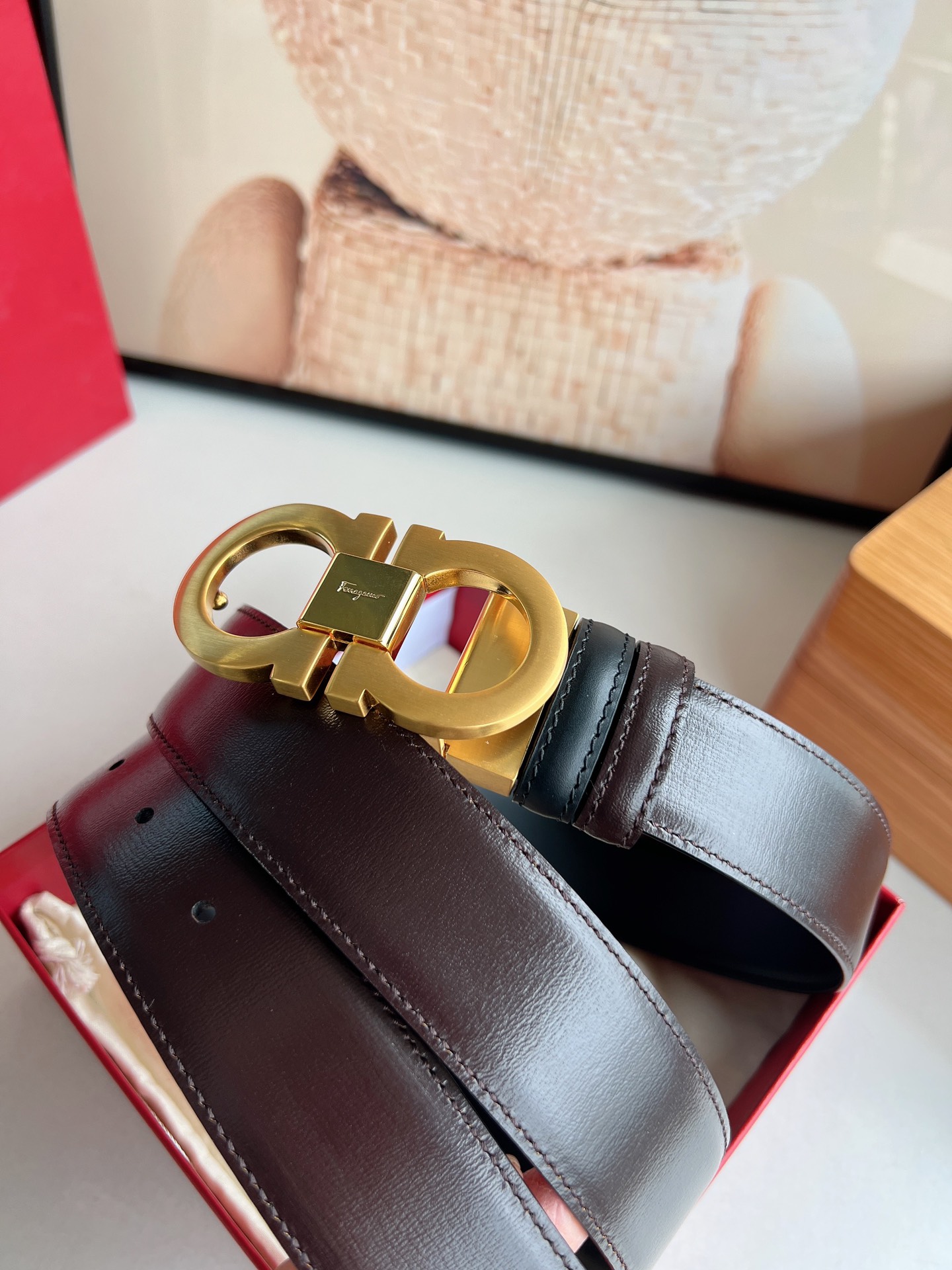 Salvatore Ferragamo Male Leather Belt Top Grain Leather M