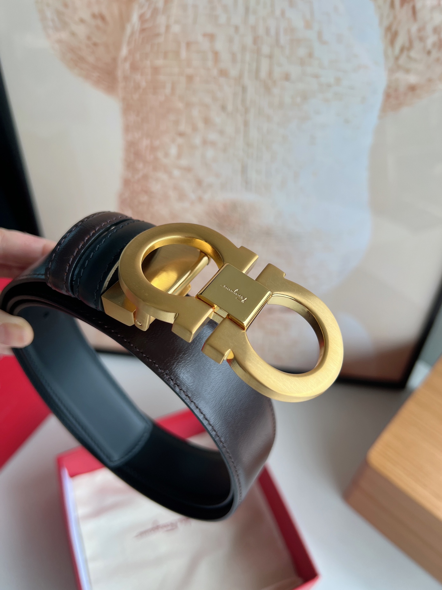 Salvatore Ferragamo Male Leather Belt Top Grain Leather M