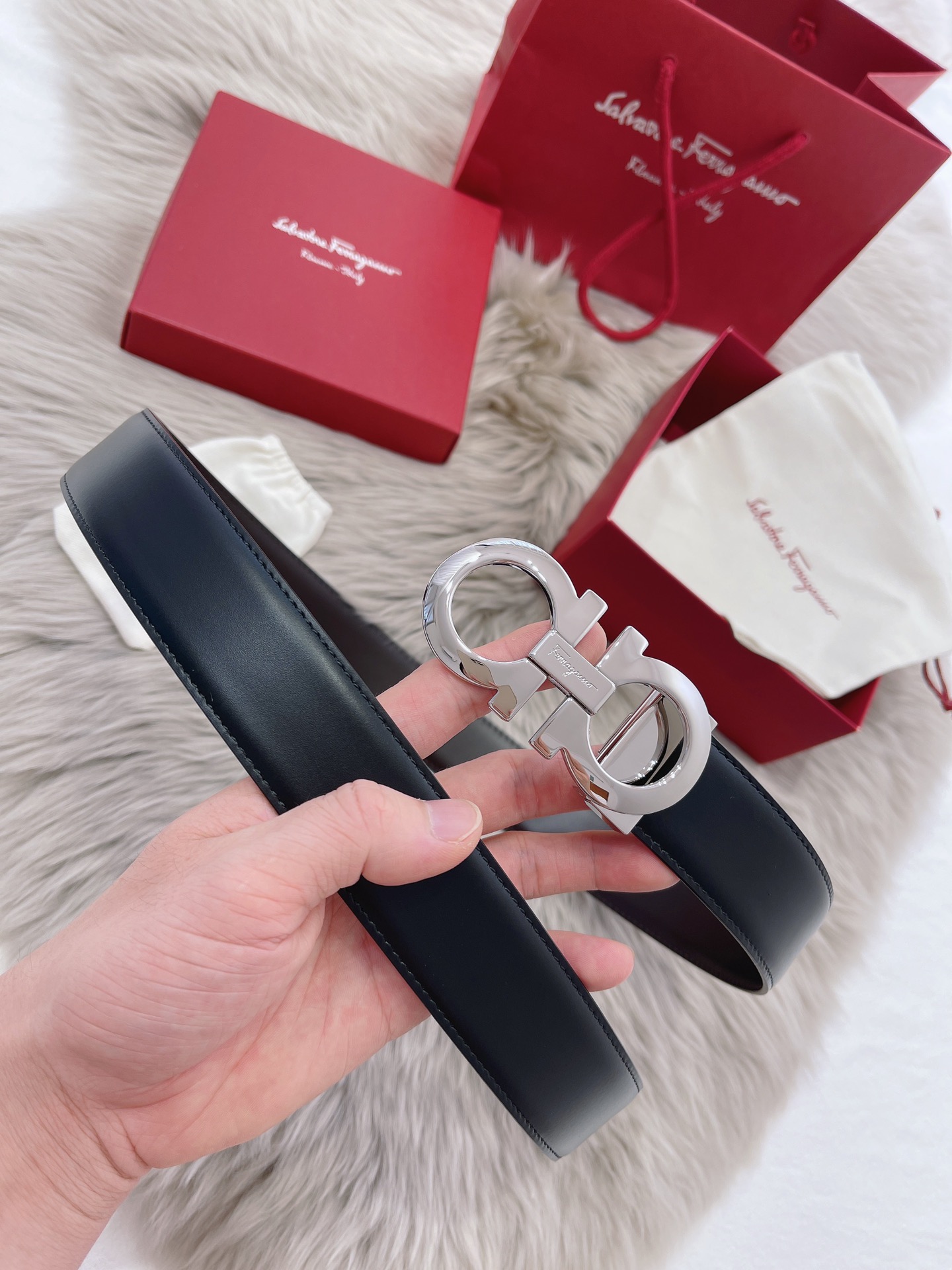 Salvatore Ferragamo Male Leather Belt Top Grain Leather M