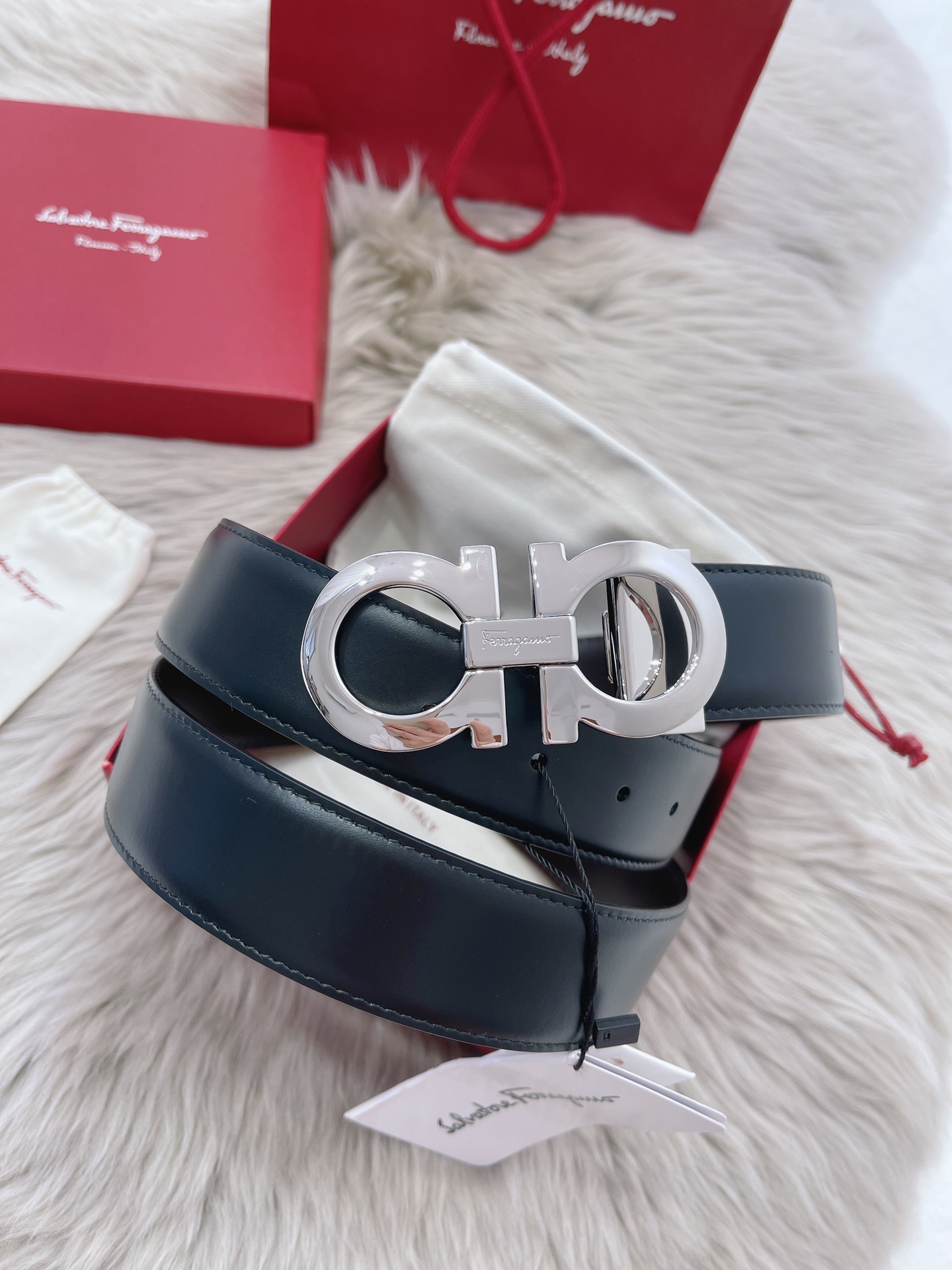 Salvatore Ferragamo Male Leather Belt Top Grain Leather M