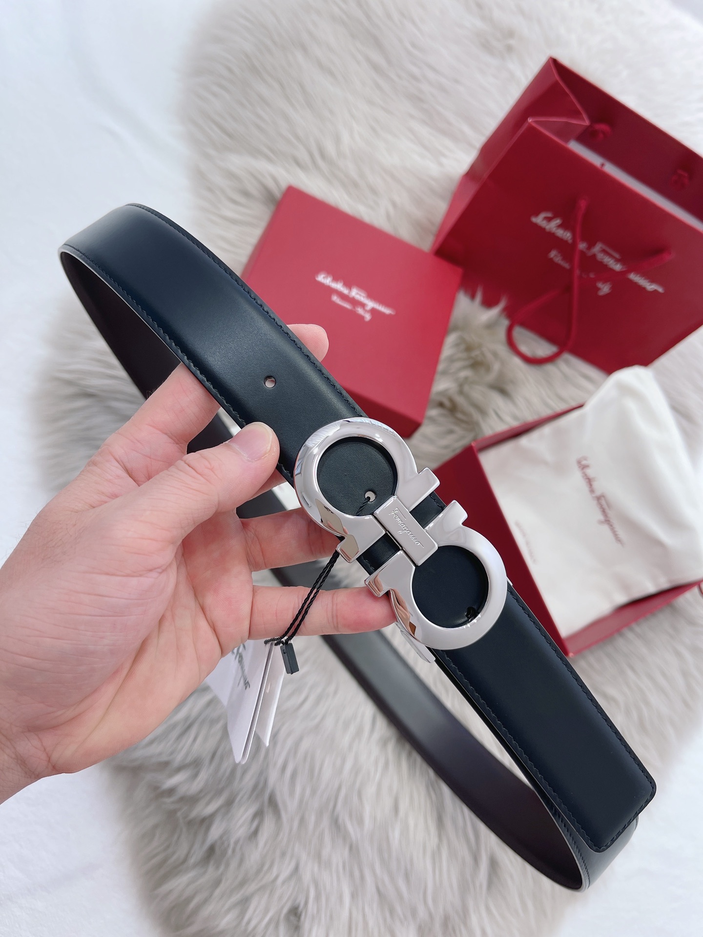 Salvatore Ferragamo Male Leather Belt Top Grain Leather M