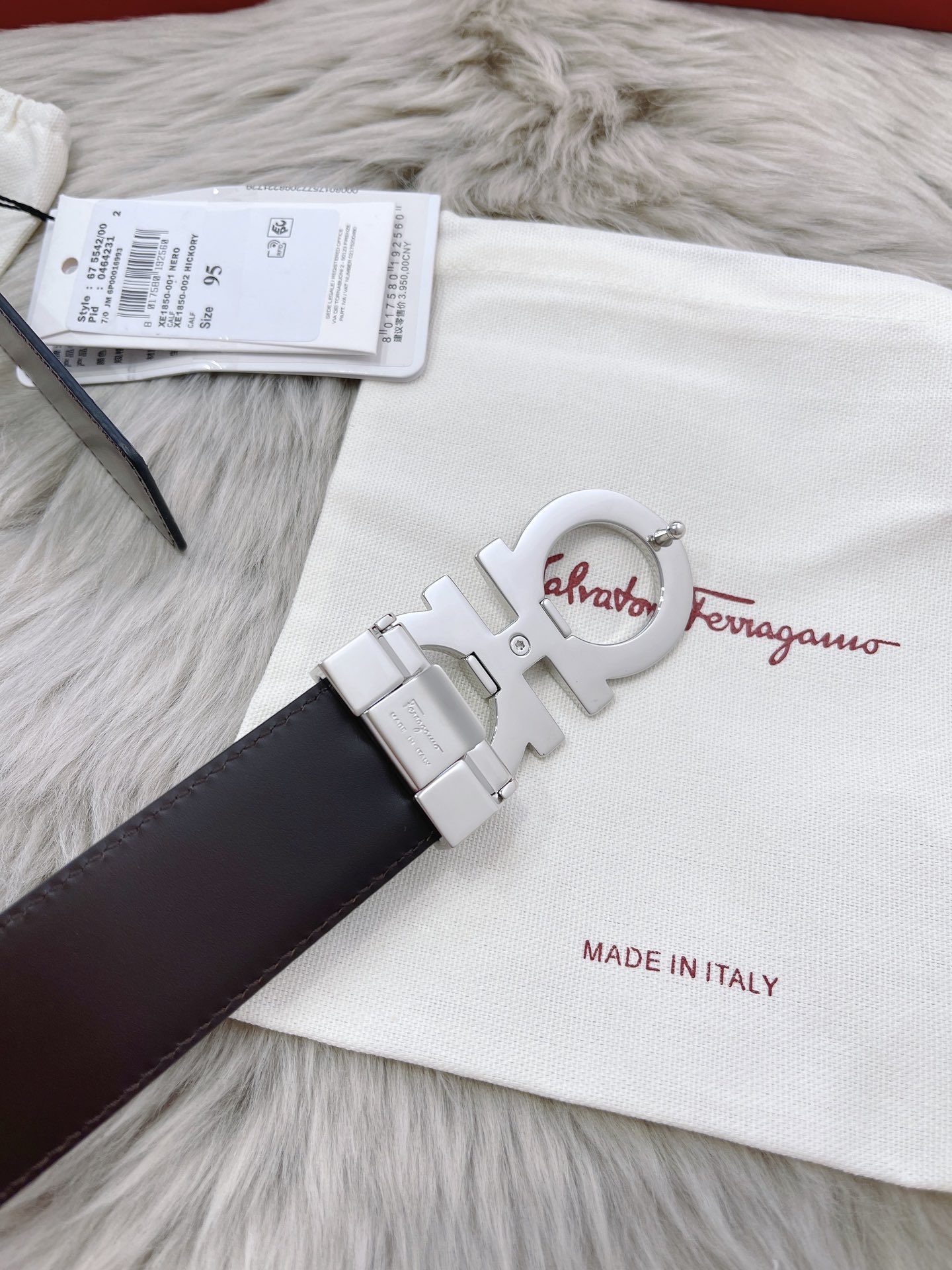 Salvatore Ferragamo Male Leather Belt Top Grain Leather M