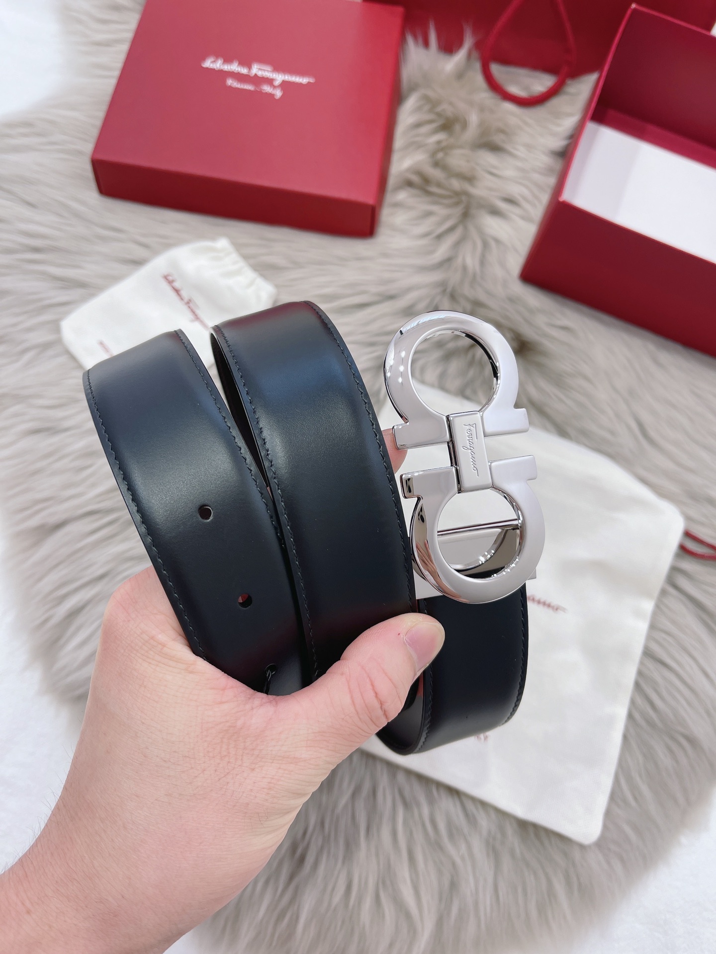 Salvatore Ferragamo Male Leather Belt Top Grain Leather M