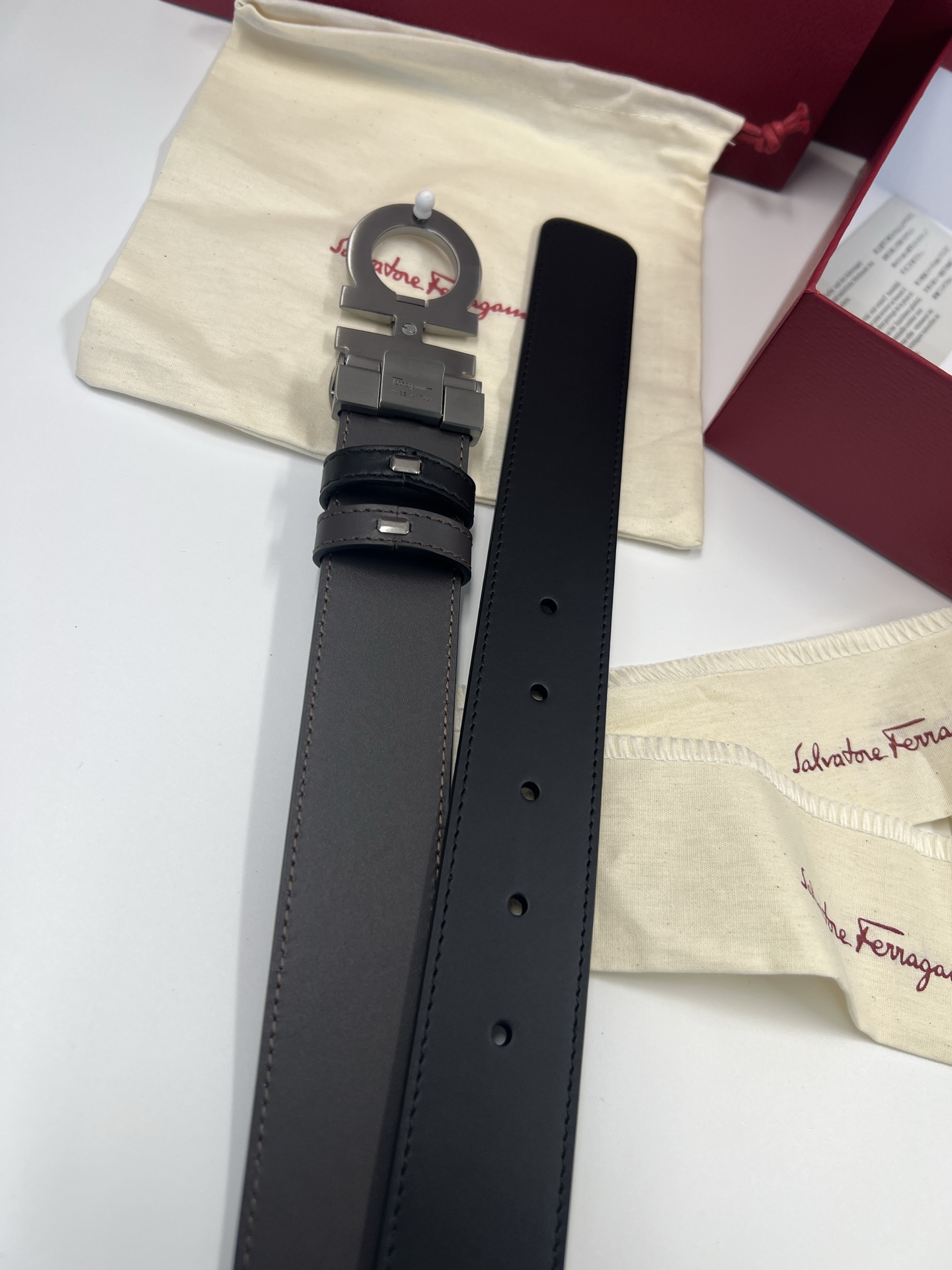 Salvatore Ferragamo Leather Belt Cow Leather 35cm