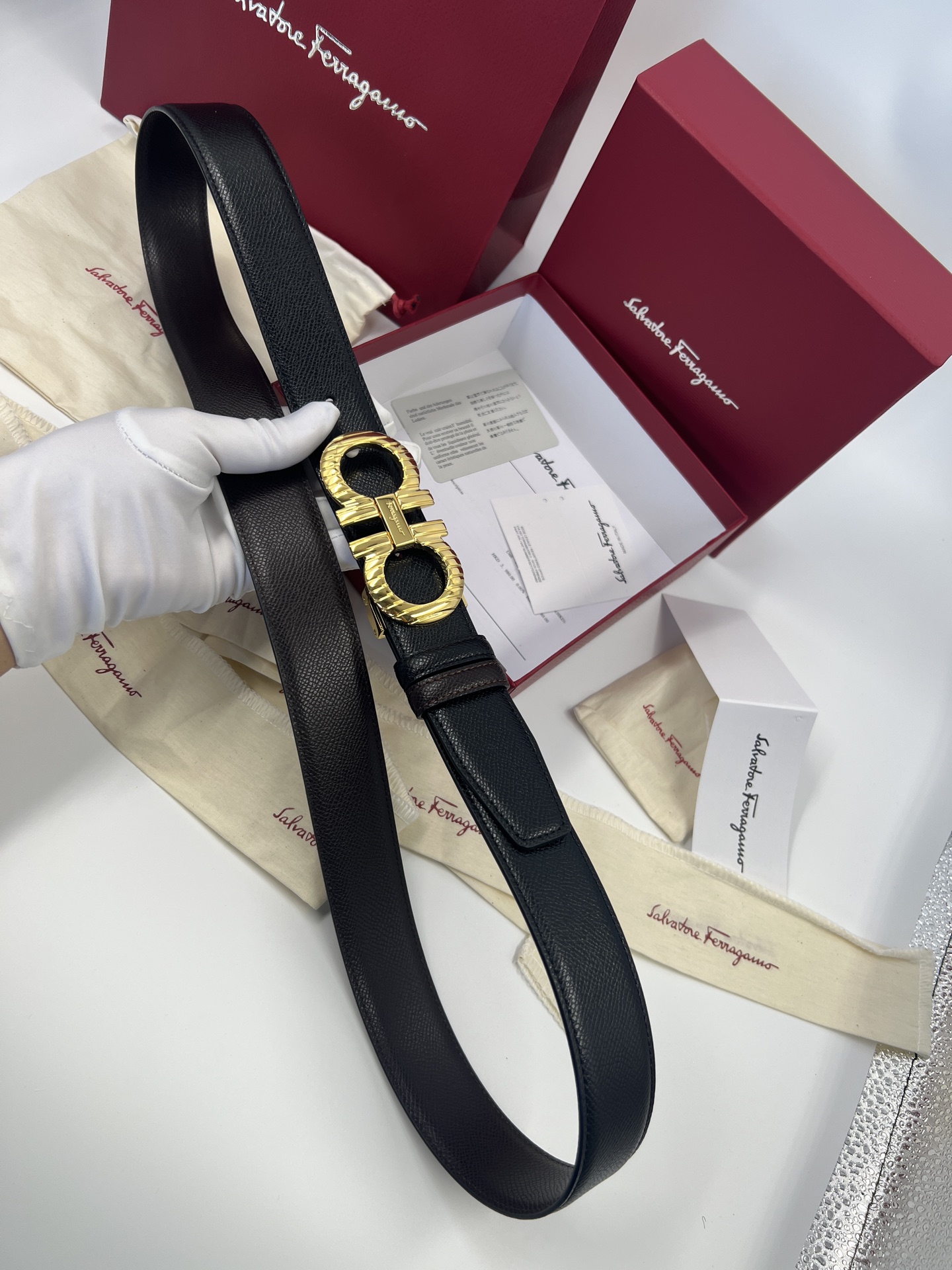 Salvatore Ferragamo Leather Belt Cow Leather 35cm