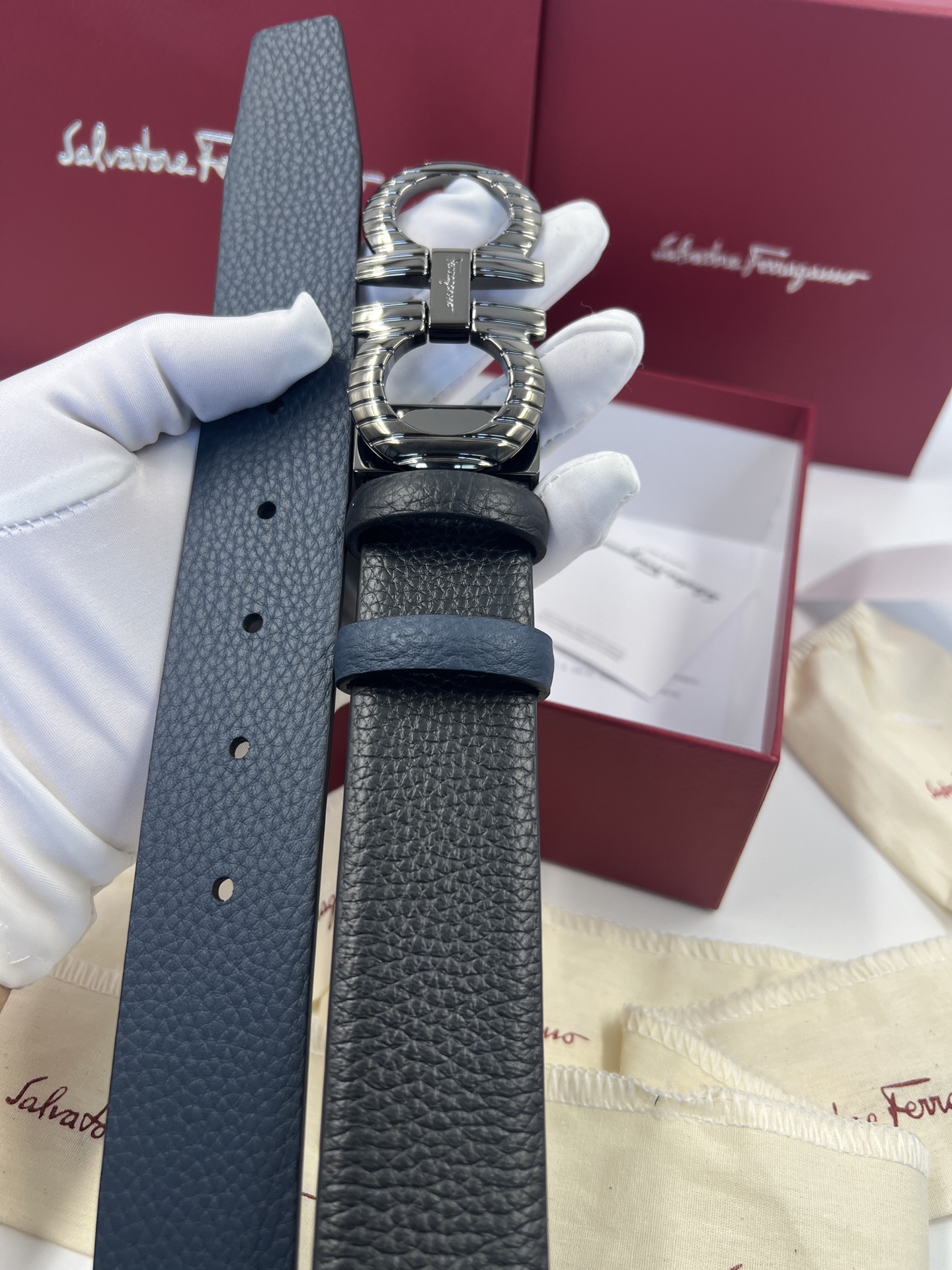 Salvatore Ferragamo Leather Belt Cow Leather 35cm