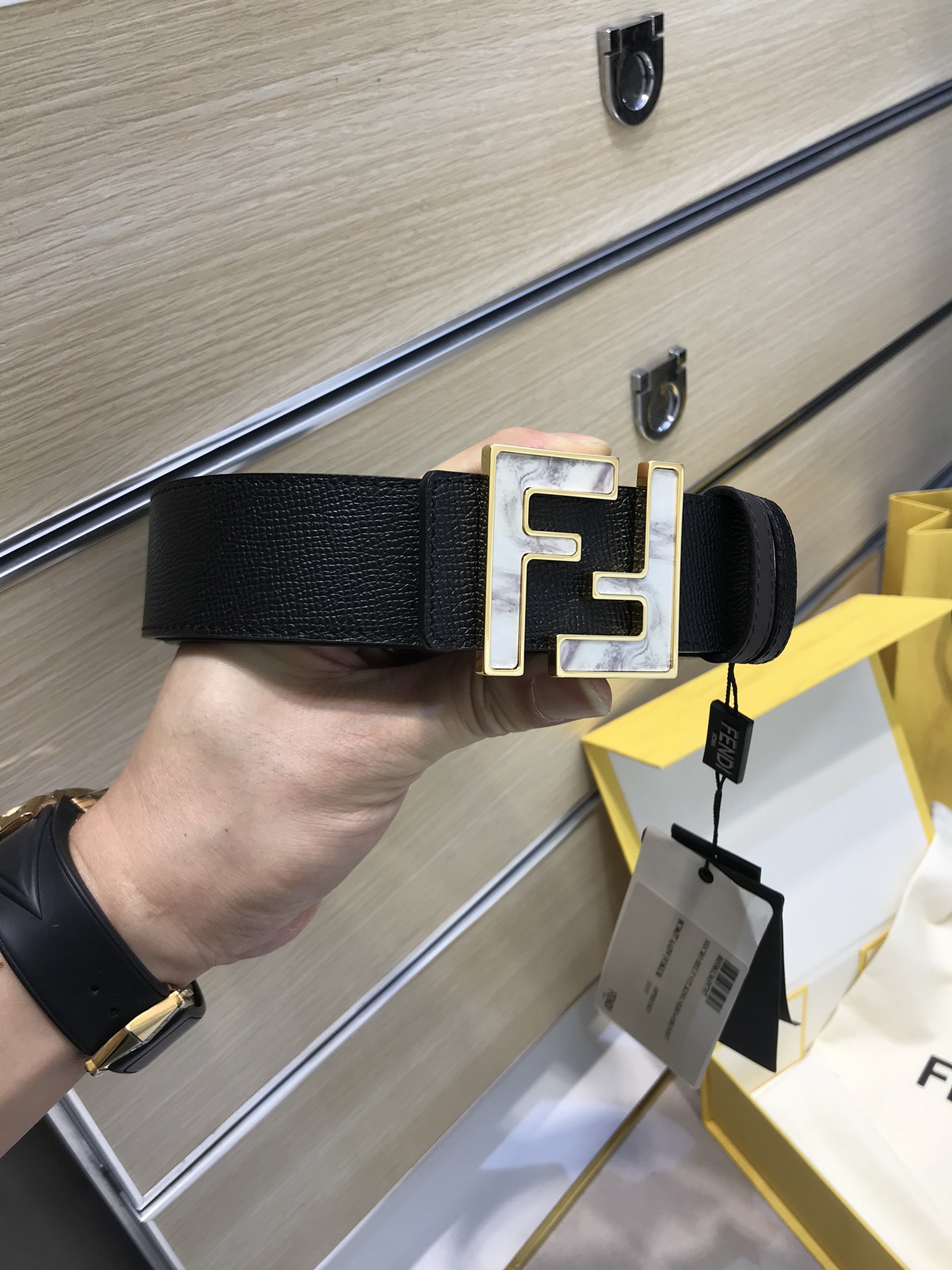 Fendi Leather Belt Cow Leather 38mm