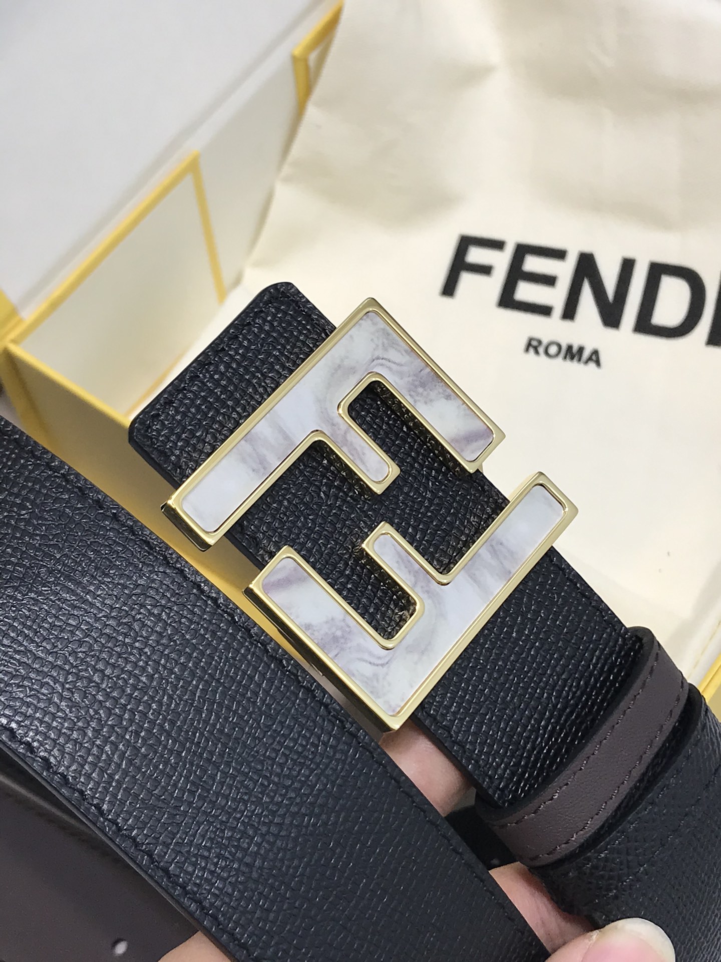 Fendi Leather Belt Cow Leather 38mm