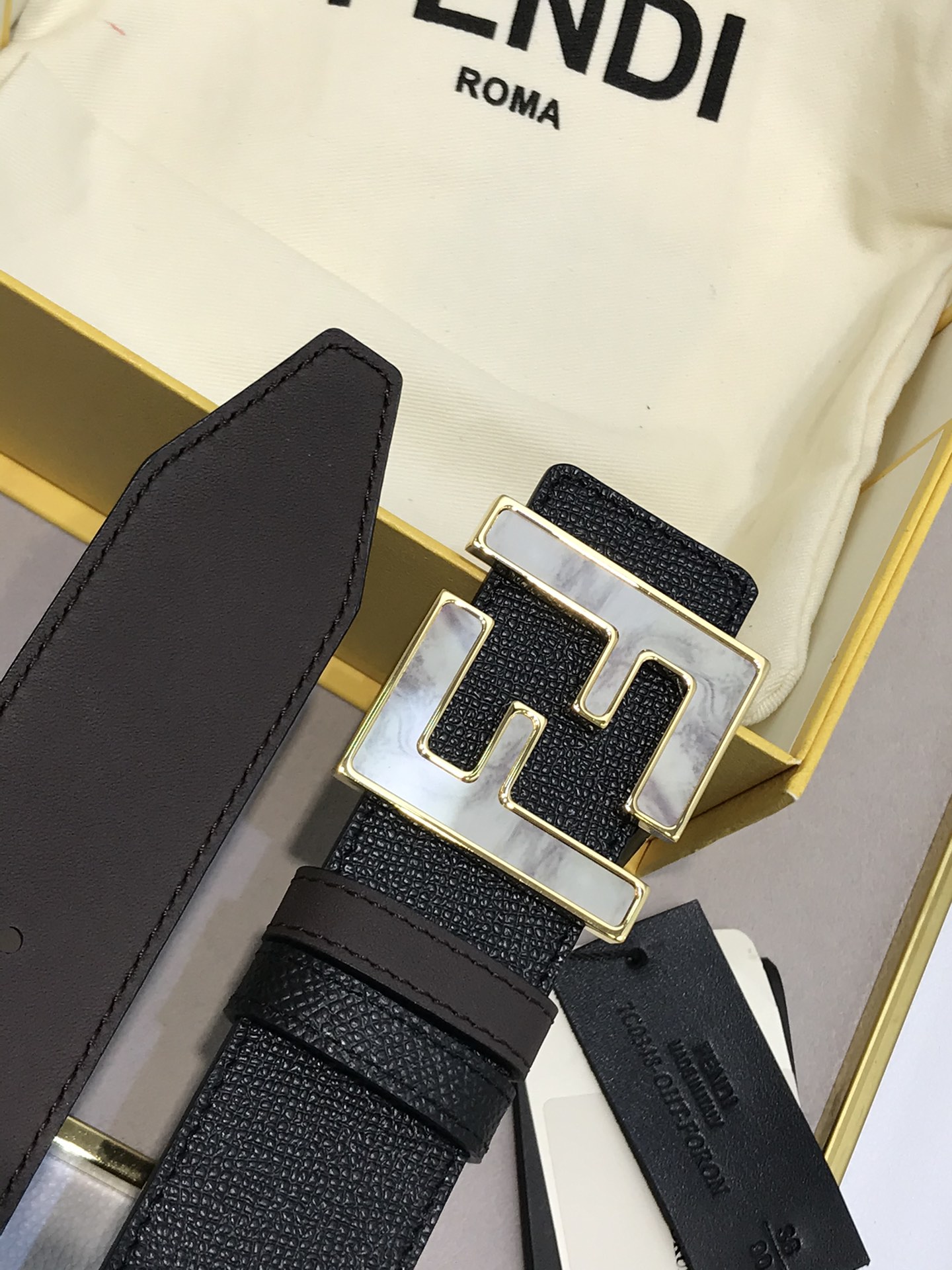 Fendi Leather Belt Cow Leather 38mm
