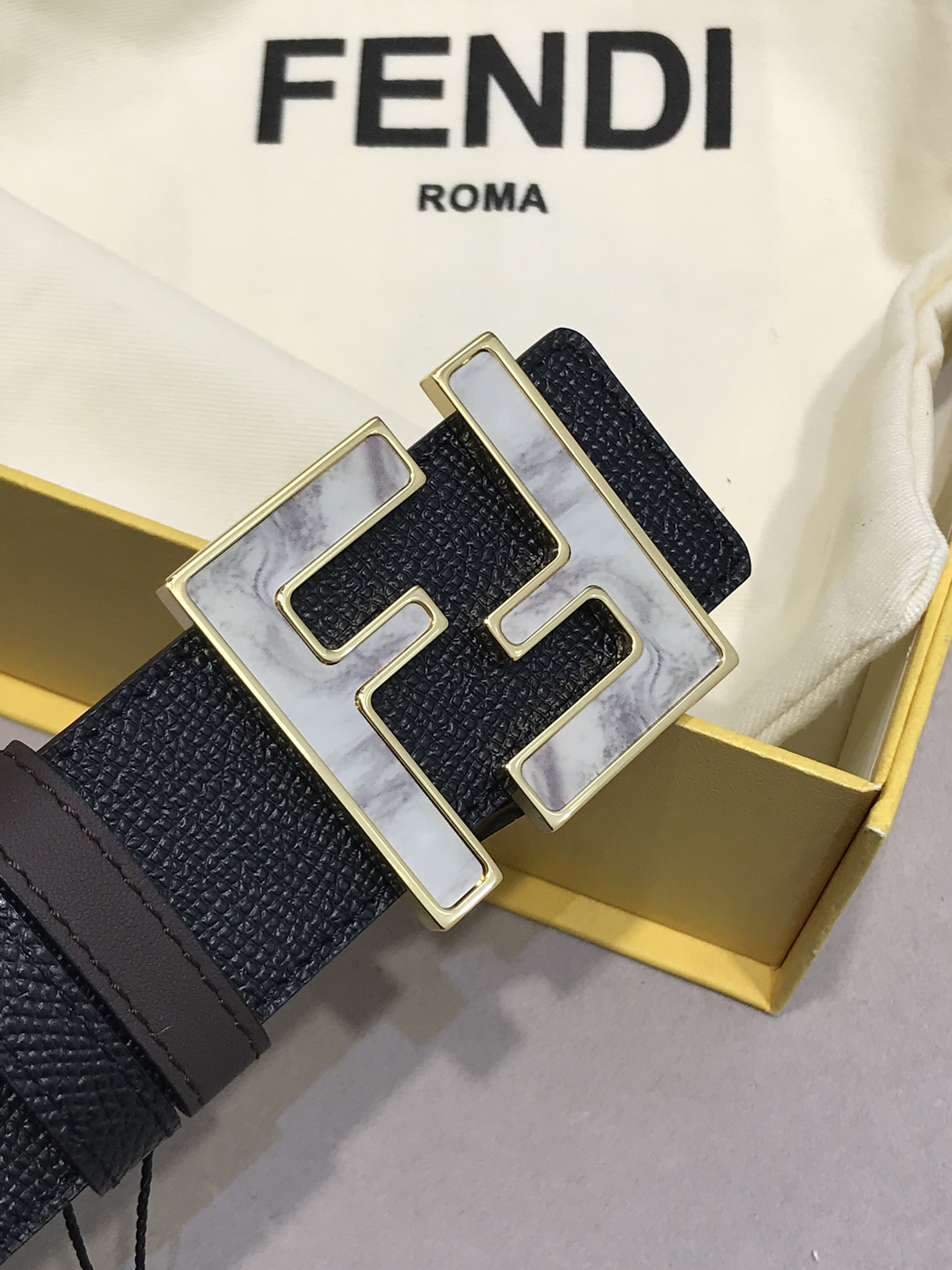 Fendi Leather Belt Cow Leather 38mm