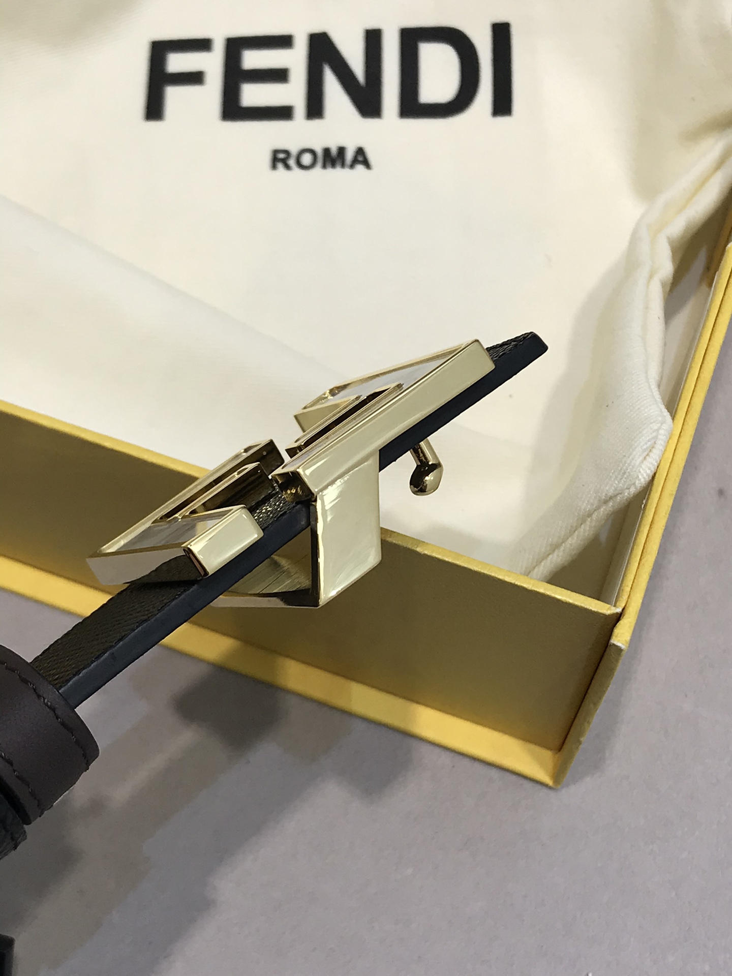 Fendi Leather Belt Cow Leather 38mm