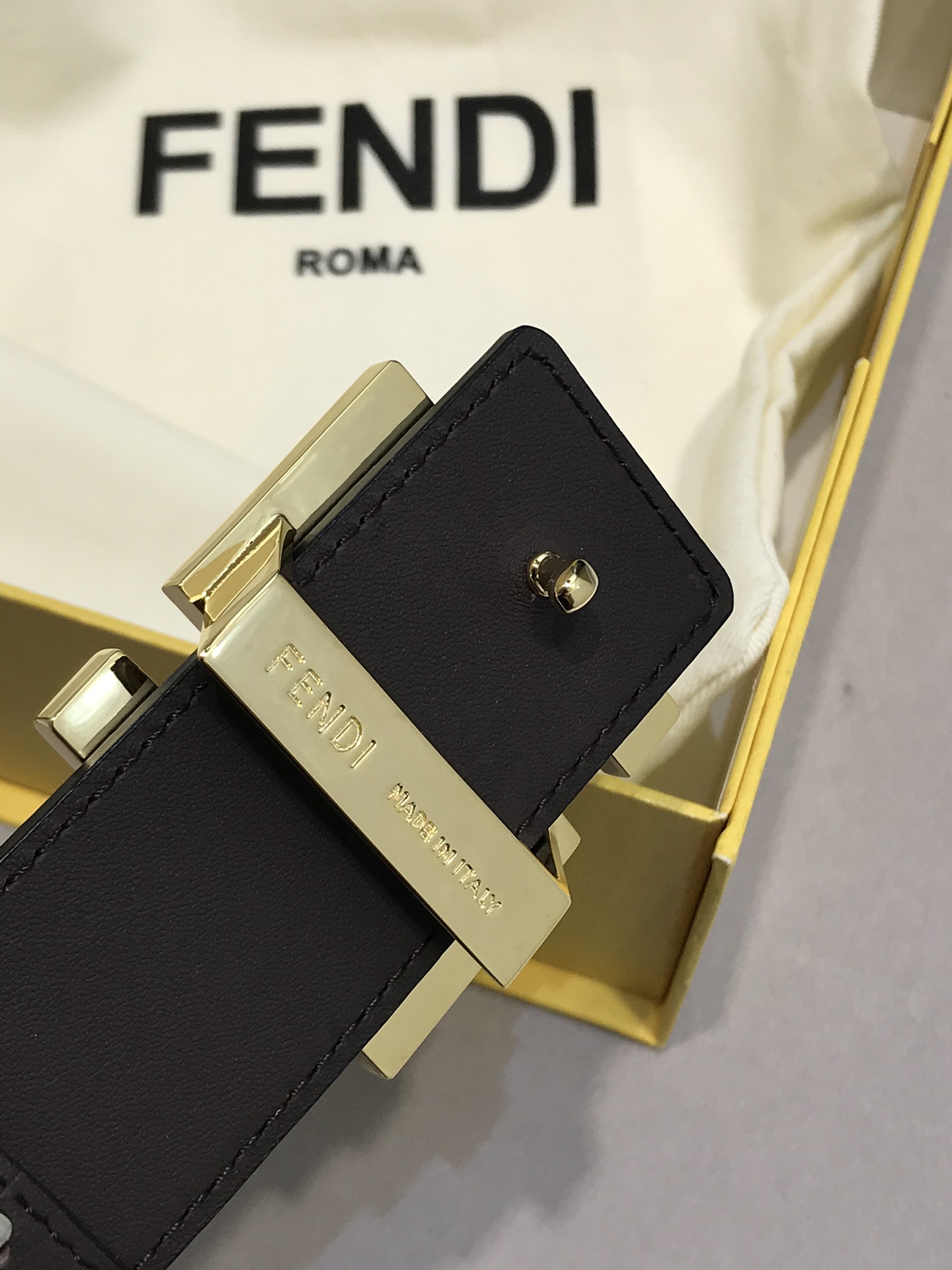 Fendi Leather Belt Cow Leather 38mm