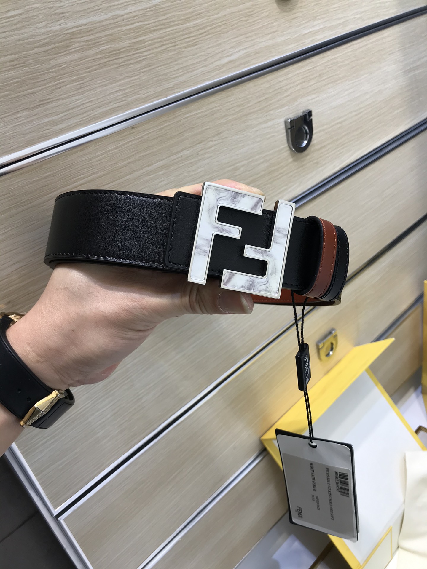 Fendi Leather Belt Cow Leather 38mm
