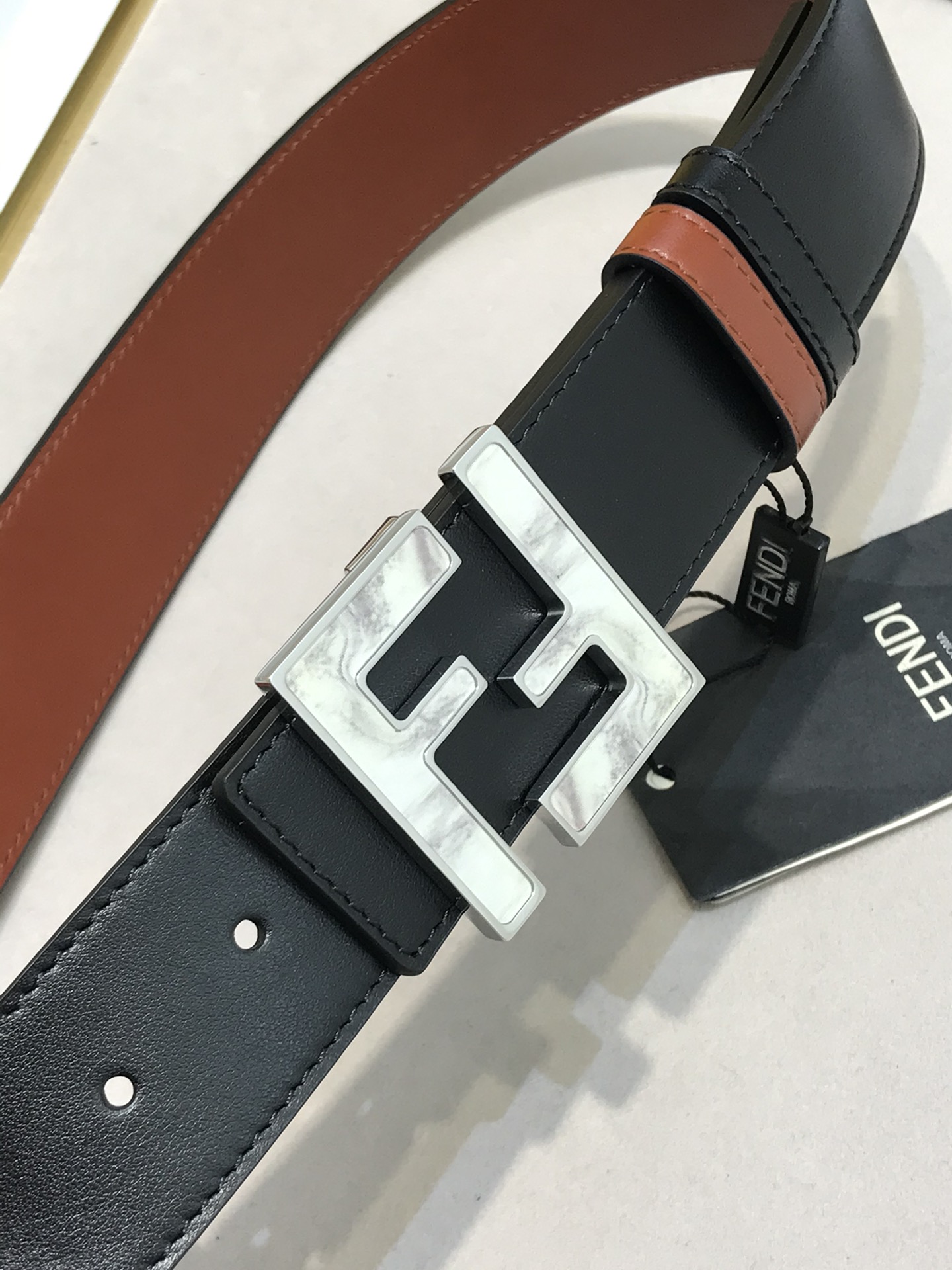 Fendi Leather Belt Cow Leather 38mm