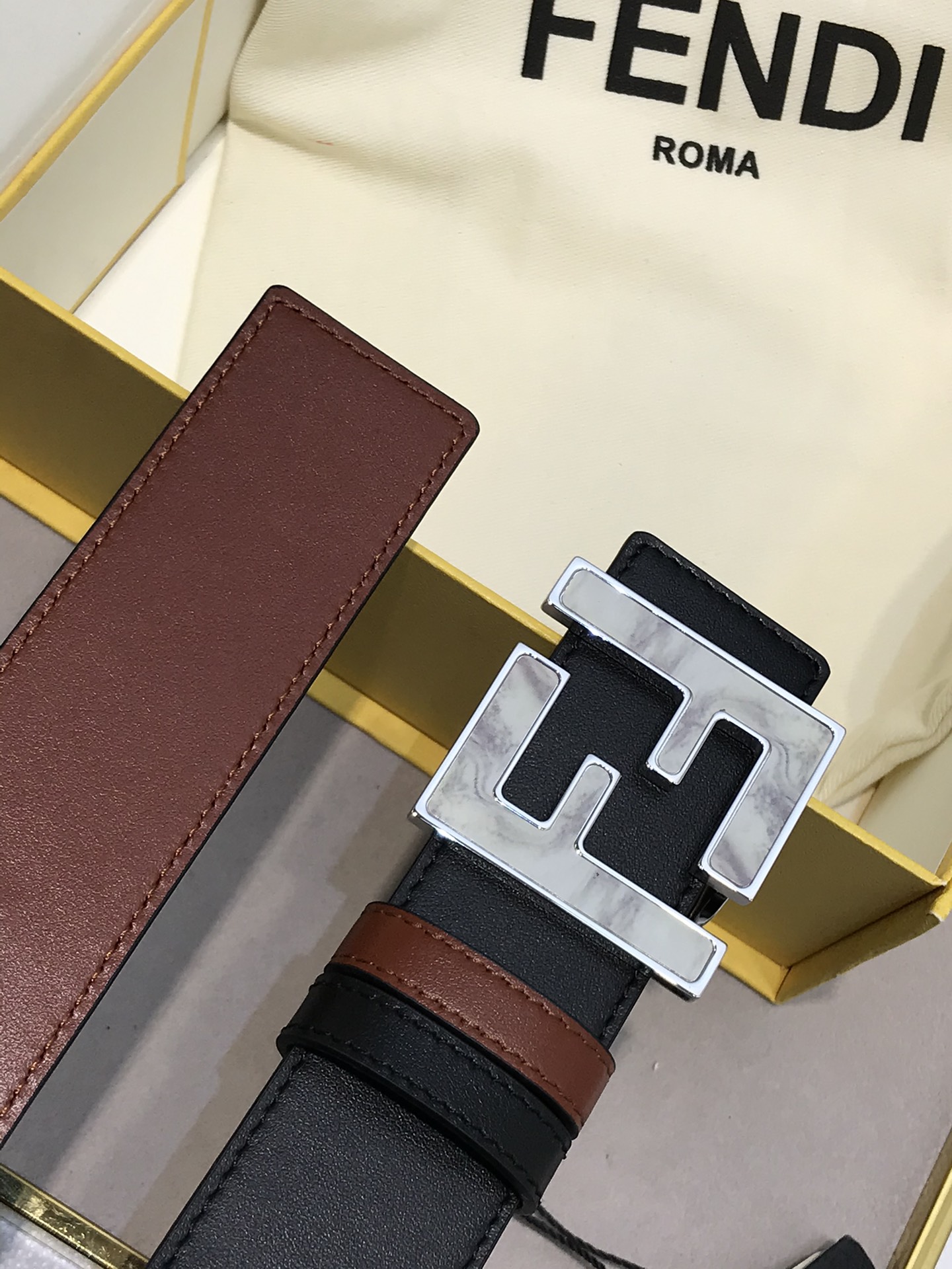 Fendi Leather Belt Cow Leather 38mm