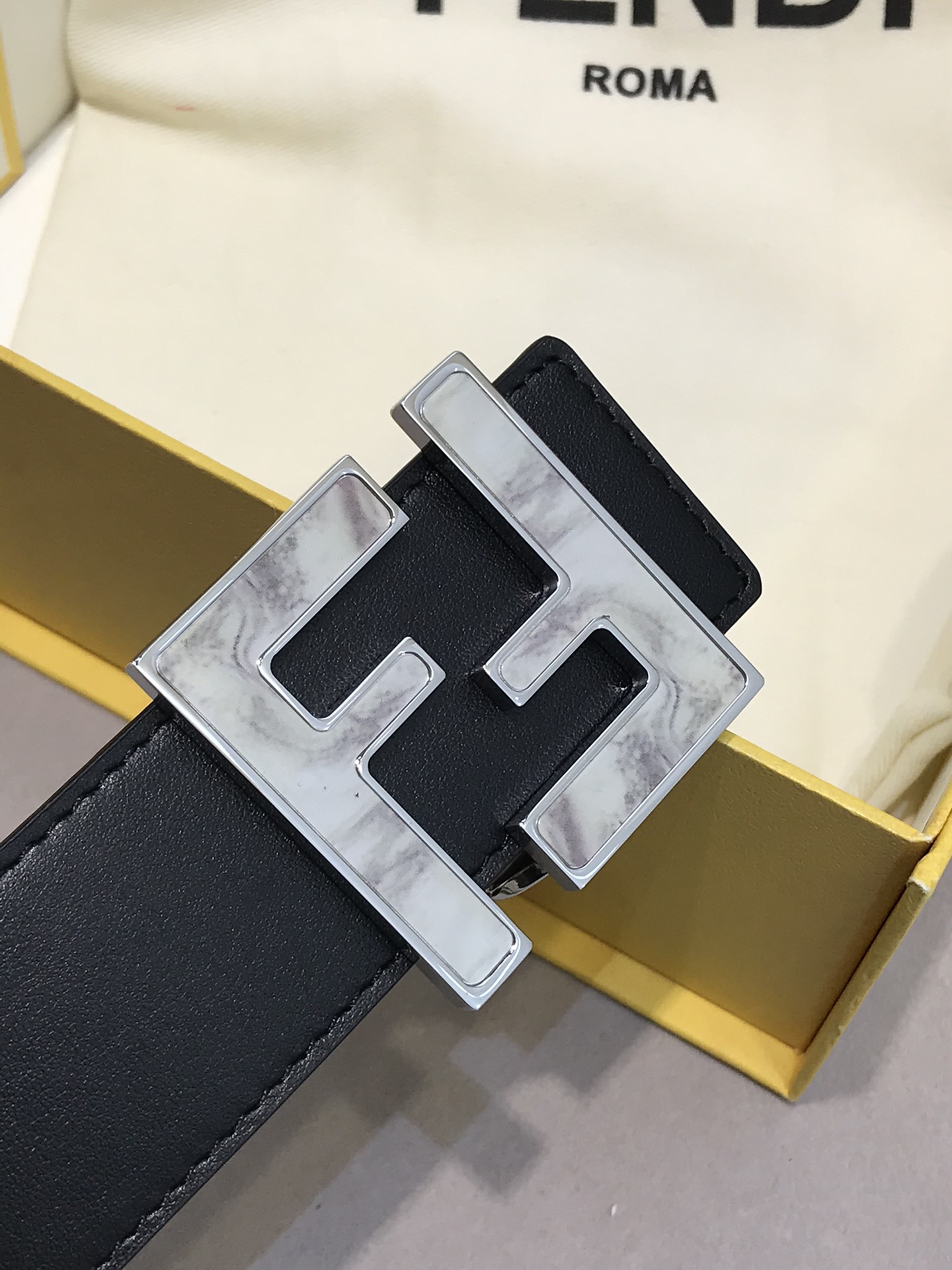 Fendi Leather Belt Cow Leather 38mm