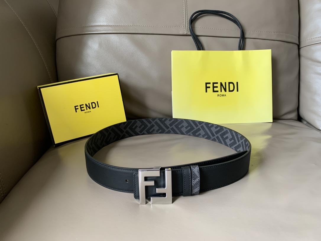 Fendi Male Leather Belt Cow Leather Brown M