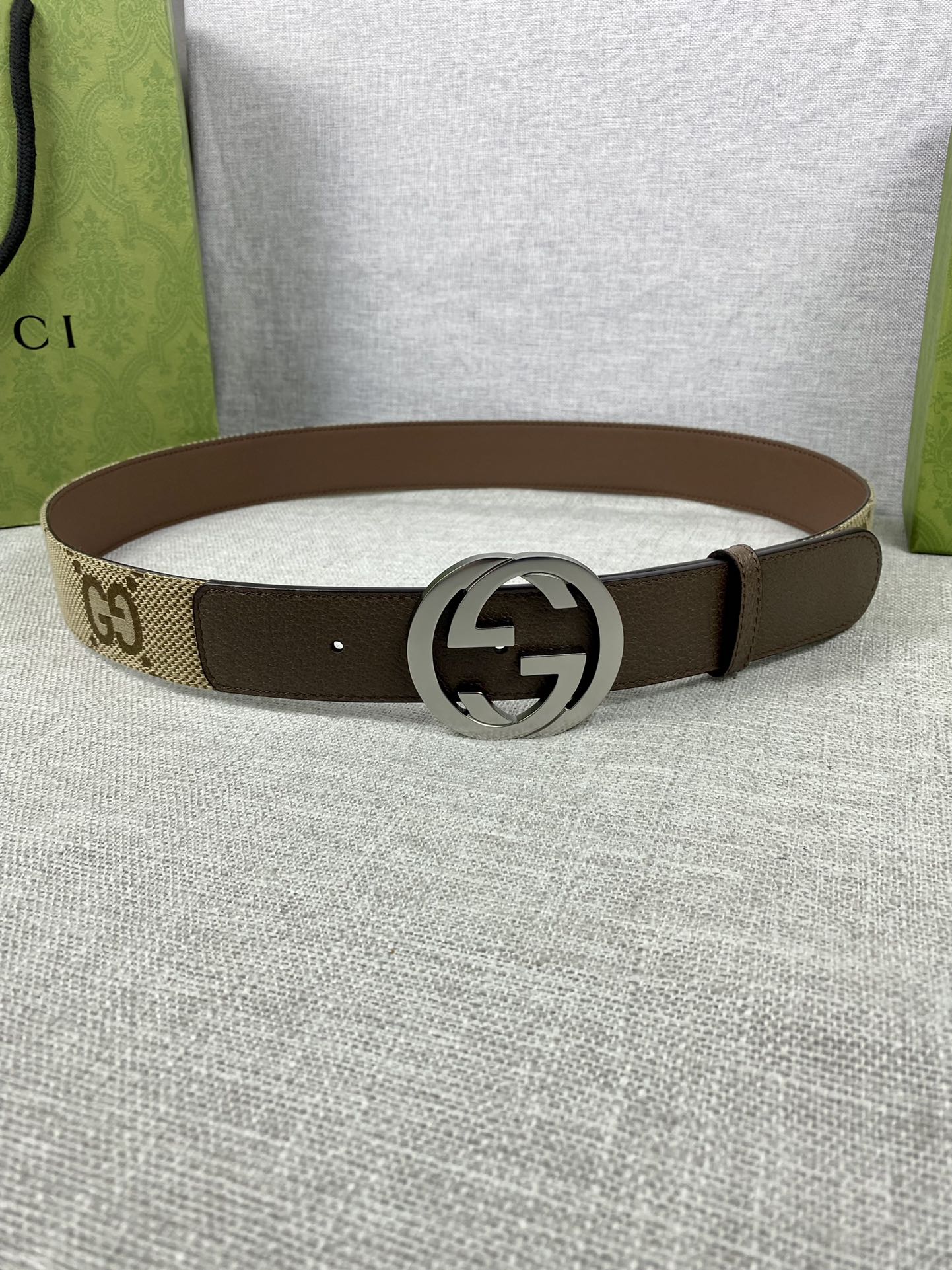 Gucci Male Basic Belt Canvas Gold Wide Width M