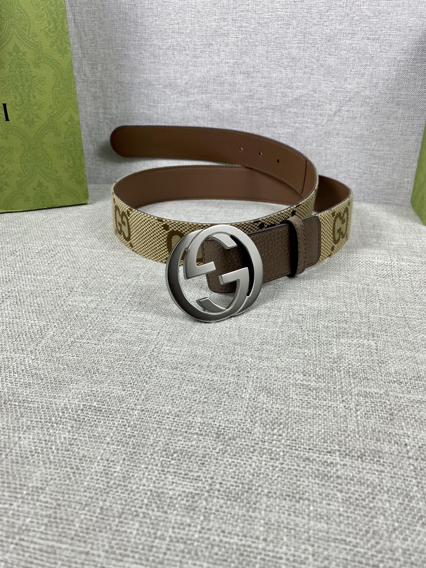 Gucci Male Basic Belt Canvas Gold Wide Width M