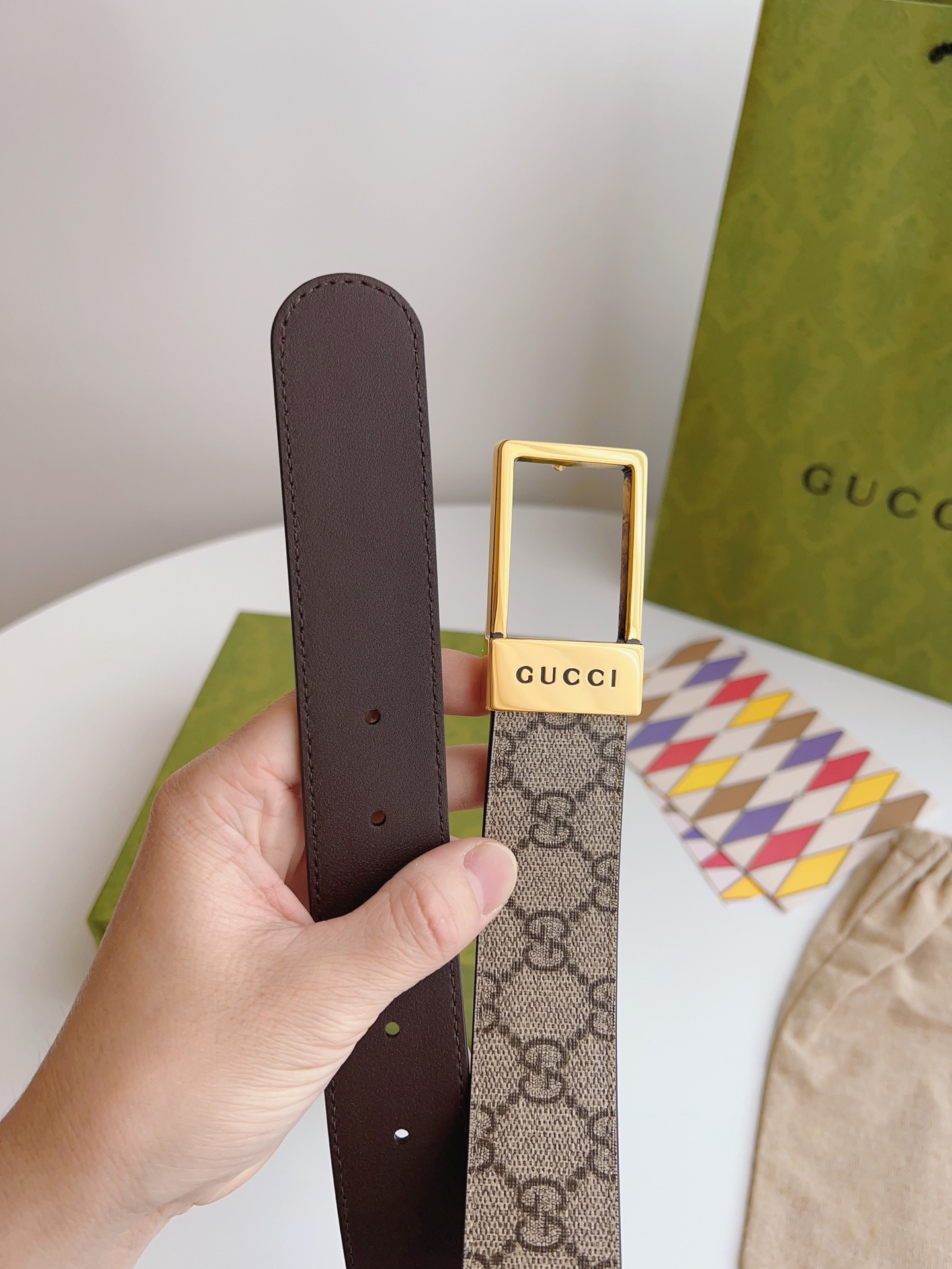 Gucci Basic Belt Canvas Beige S-m