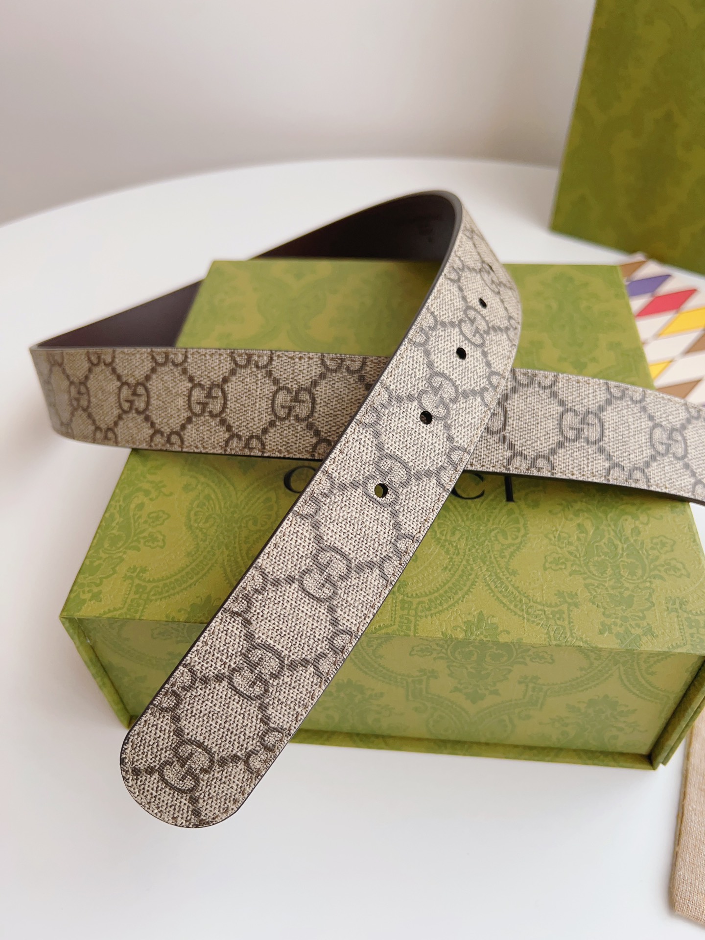 Gucci Basic Belt Canvas Beige S-m