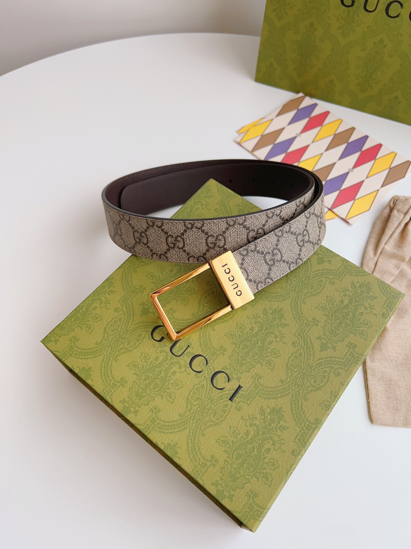 Gucci Basic Belt Canvas Beige S-m