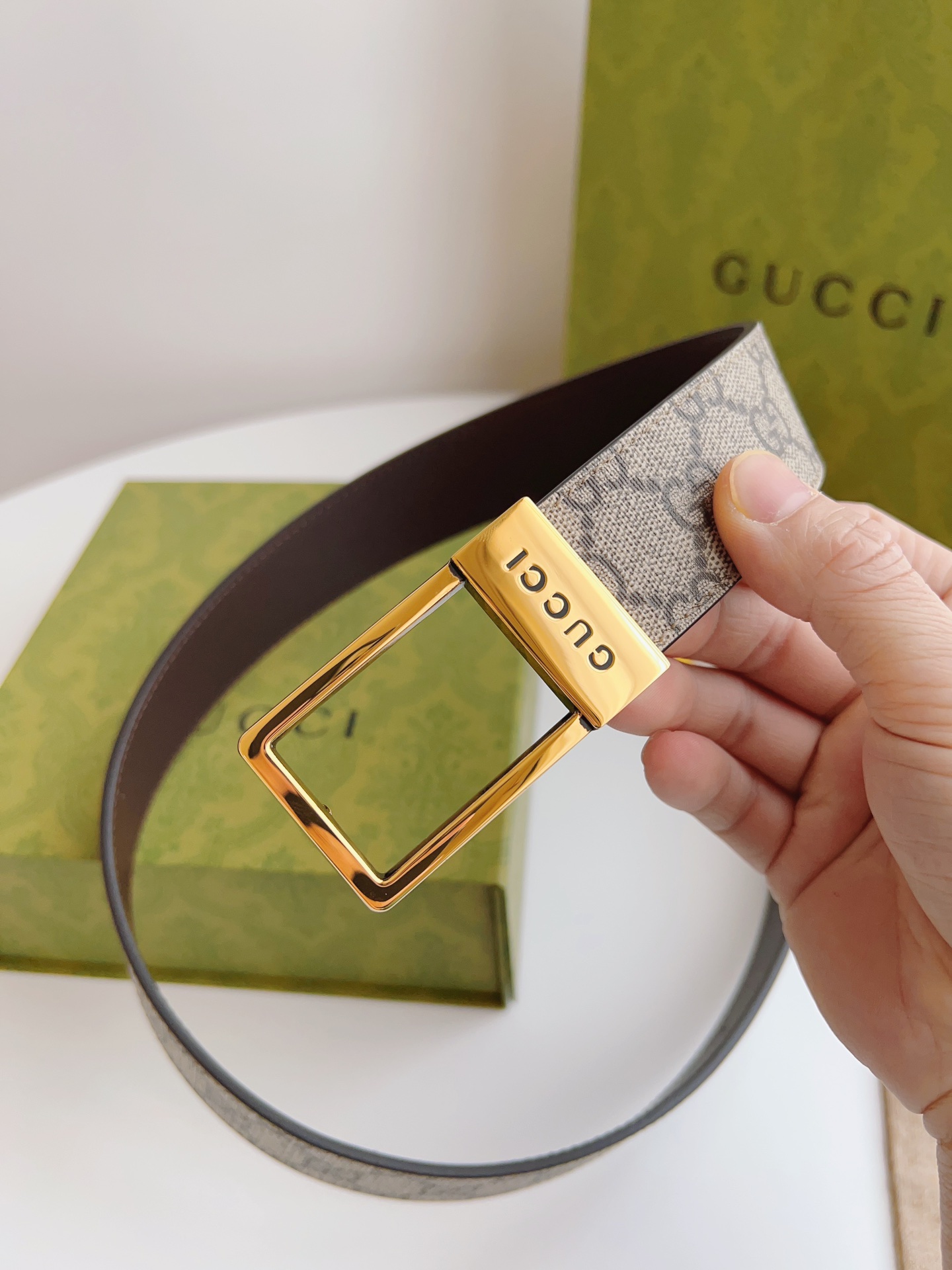 Gucci Basic Belt Canvas Beige S-m