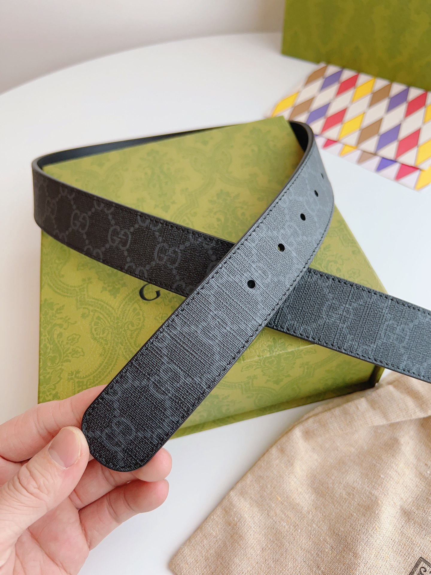 Gucci Basic Belt Canvas Beige S-m