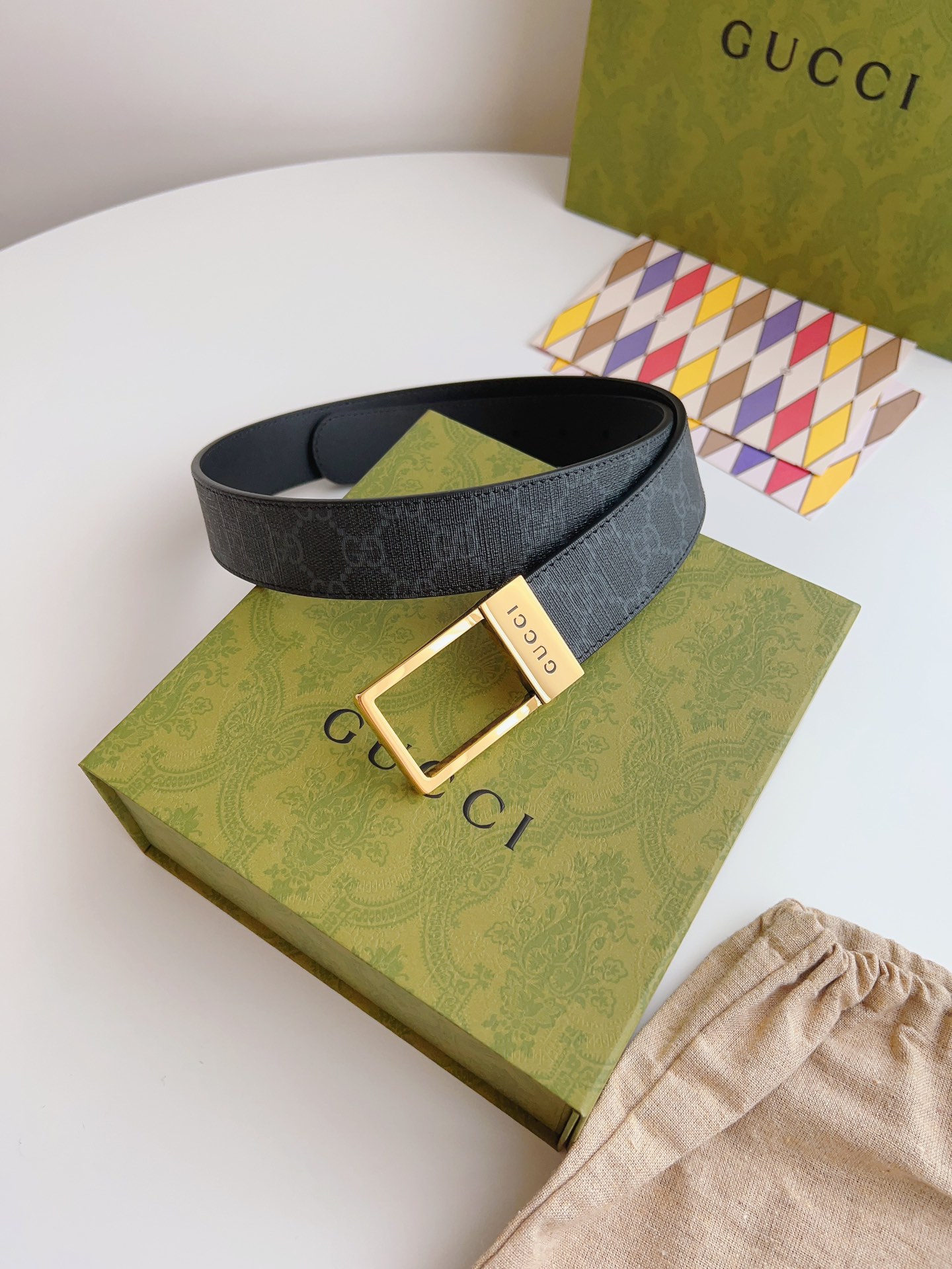 Gucci Basic Belt Canvas Beige S-m