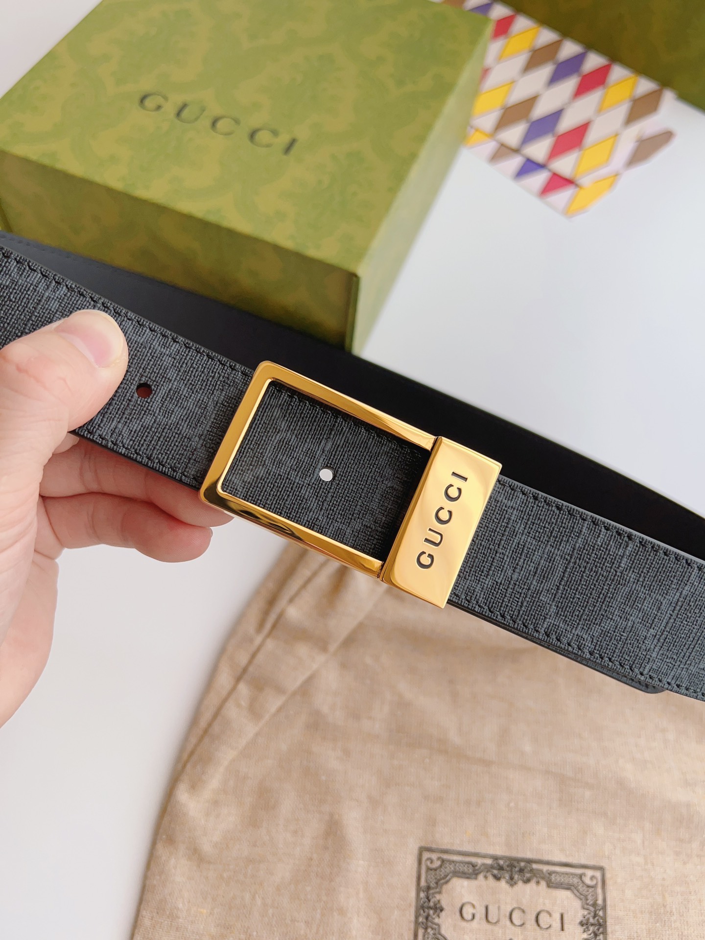 Gucci Basic Belt Canvas Beige S-m