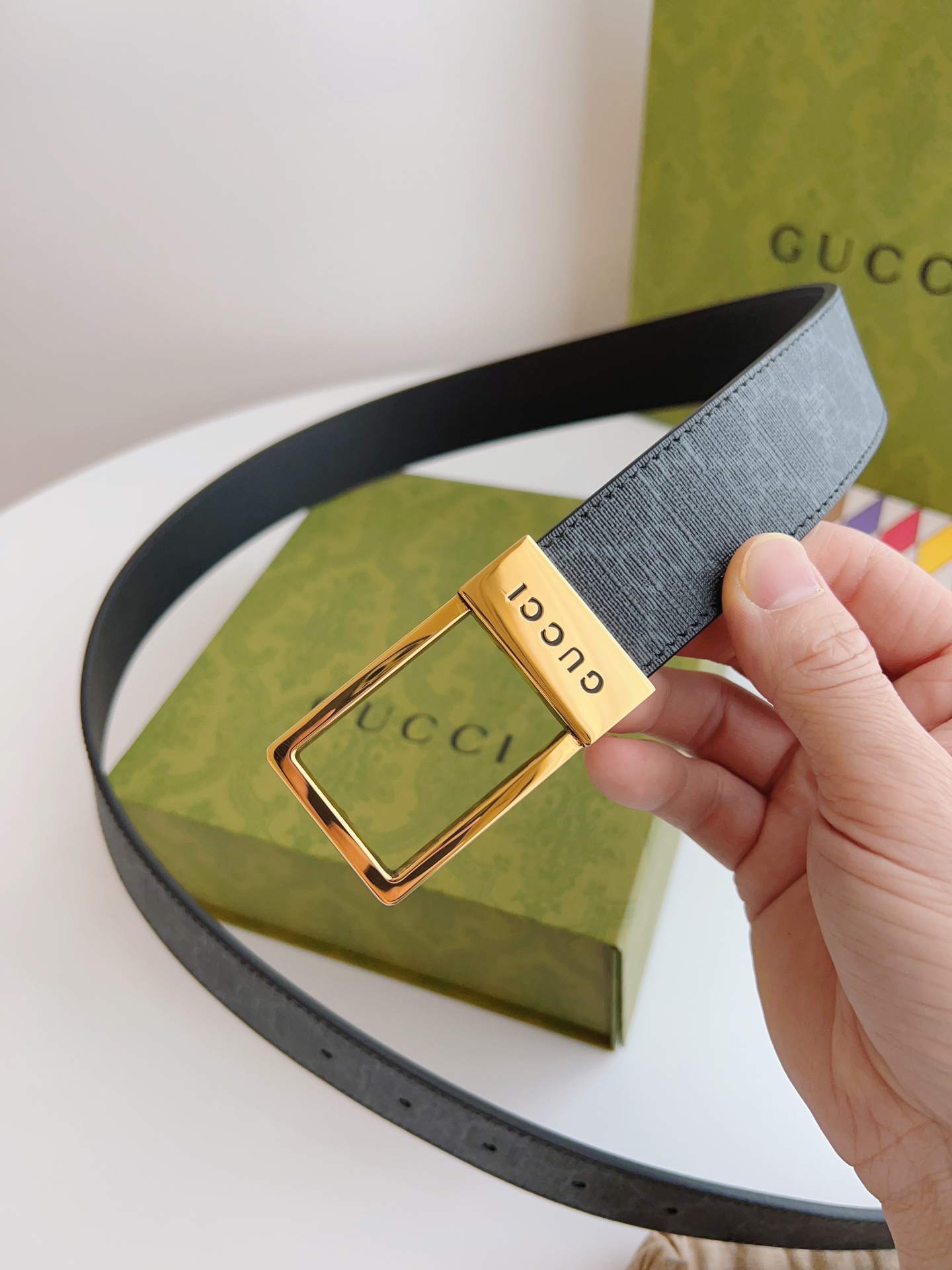 Gucci Basic Belt Canvas Beige S-m