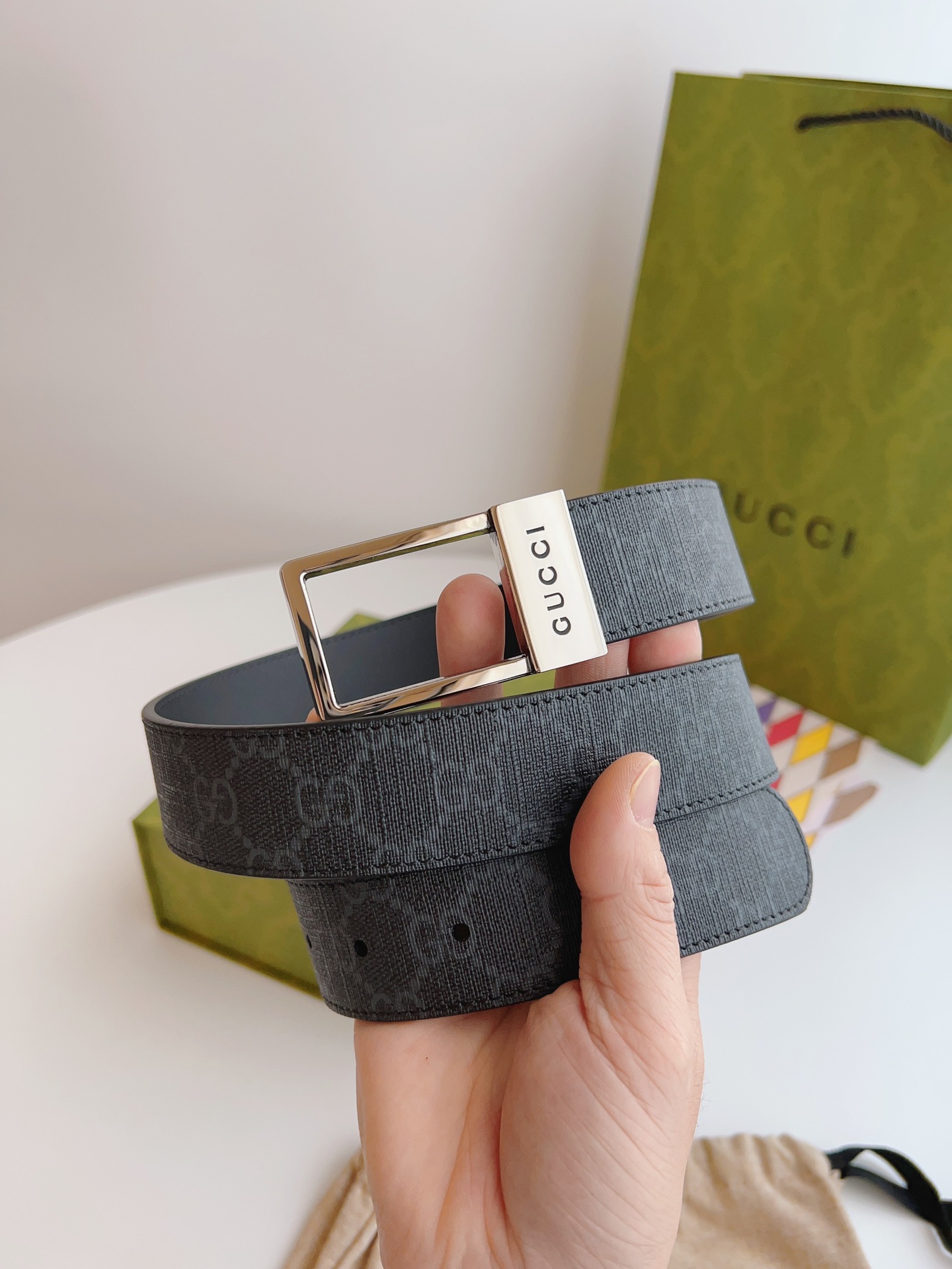 Gucci Basic Belt Canvas Beige S-m