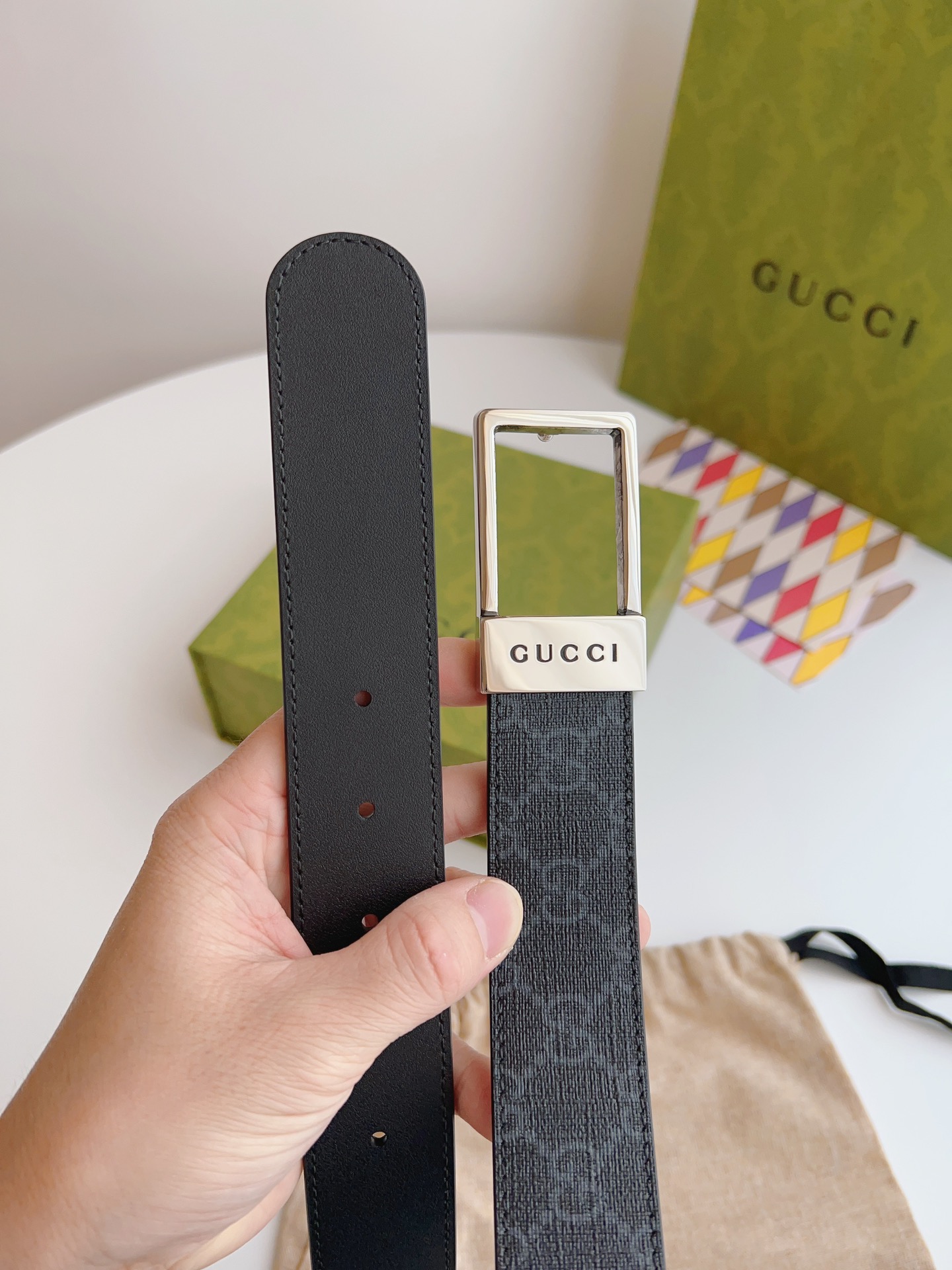 Gucci Basic Belt Canvas Beige S-m