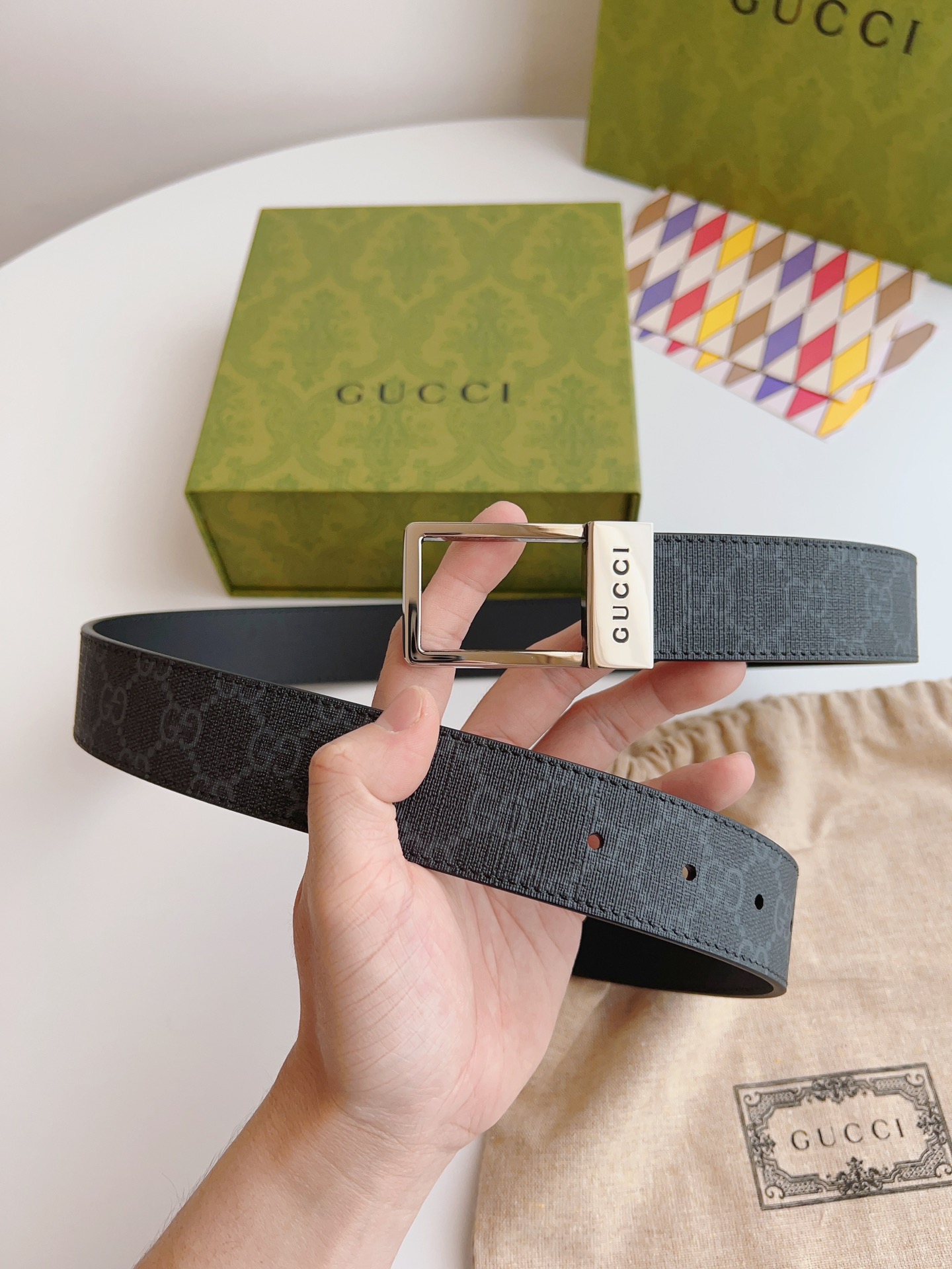 Gucci Basic Belt Canvas Beige S-m