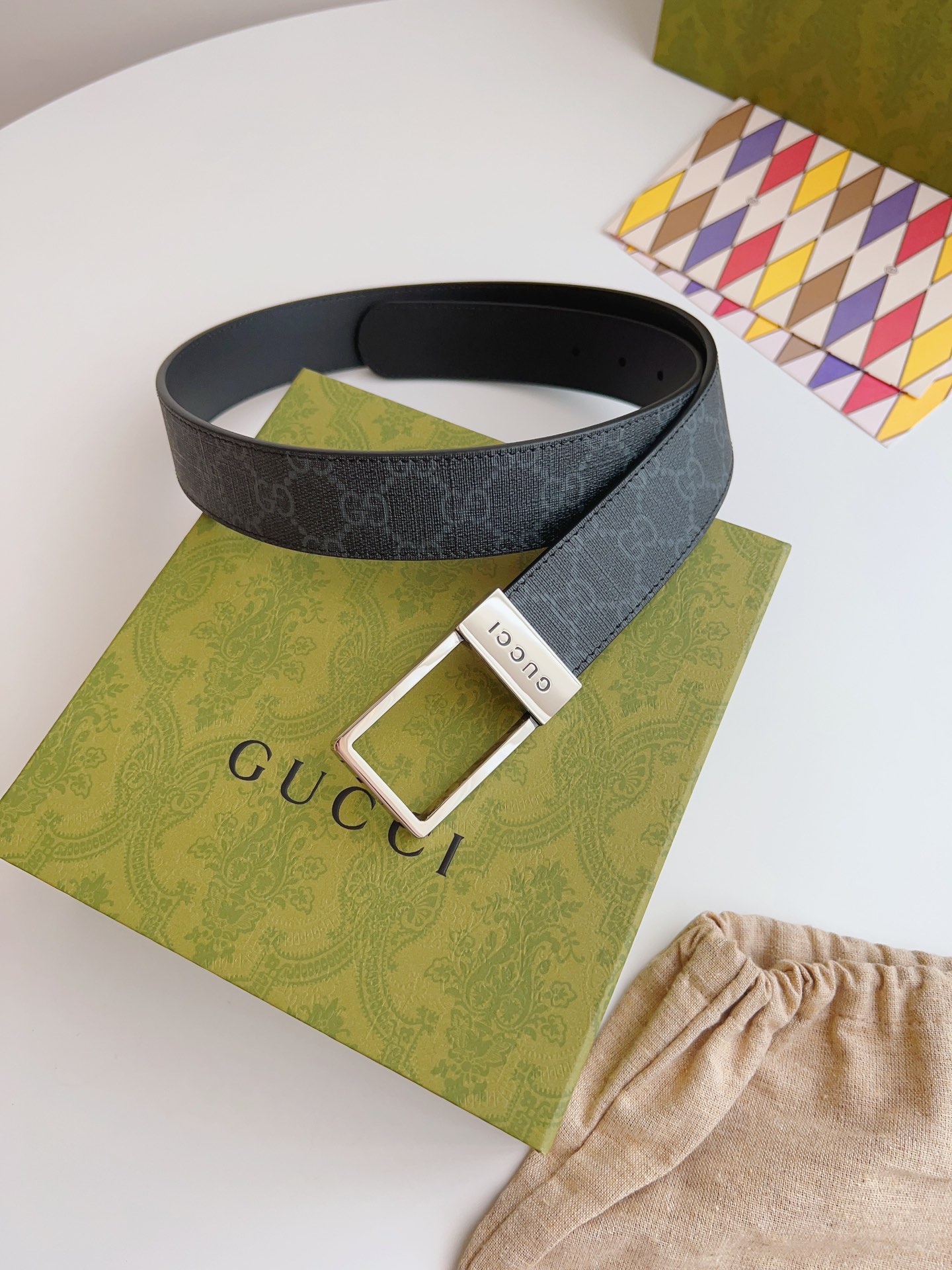 Gucci Basic Belt Canvas Beige S-m