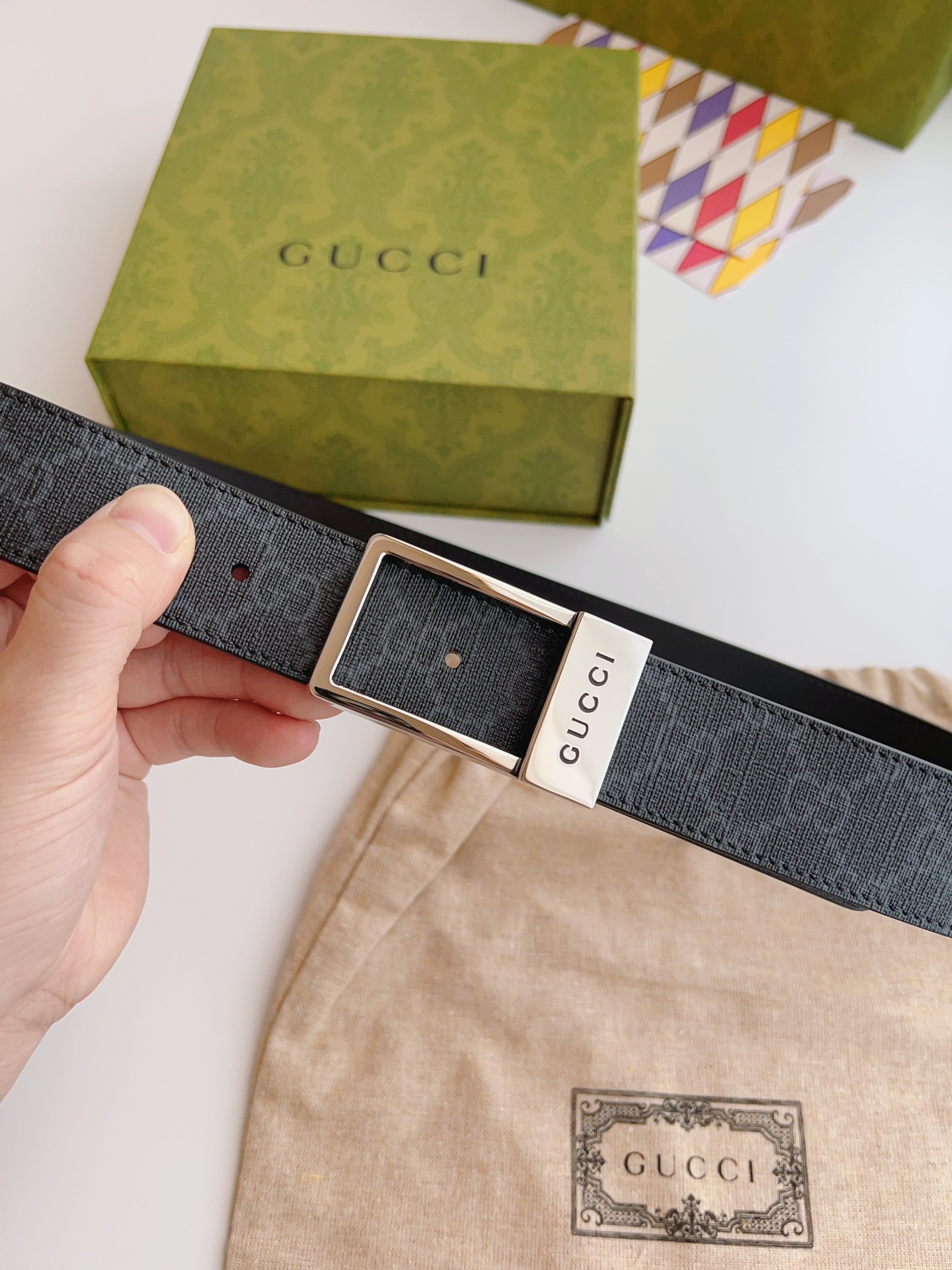 Gucci Basic Belt Canvas Beige S-m
