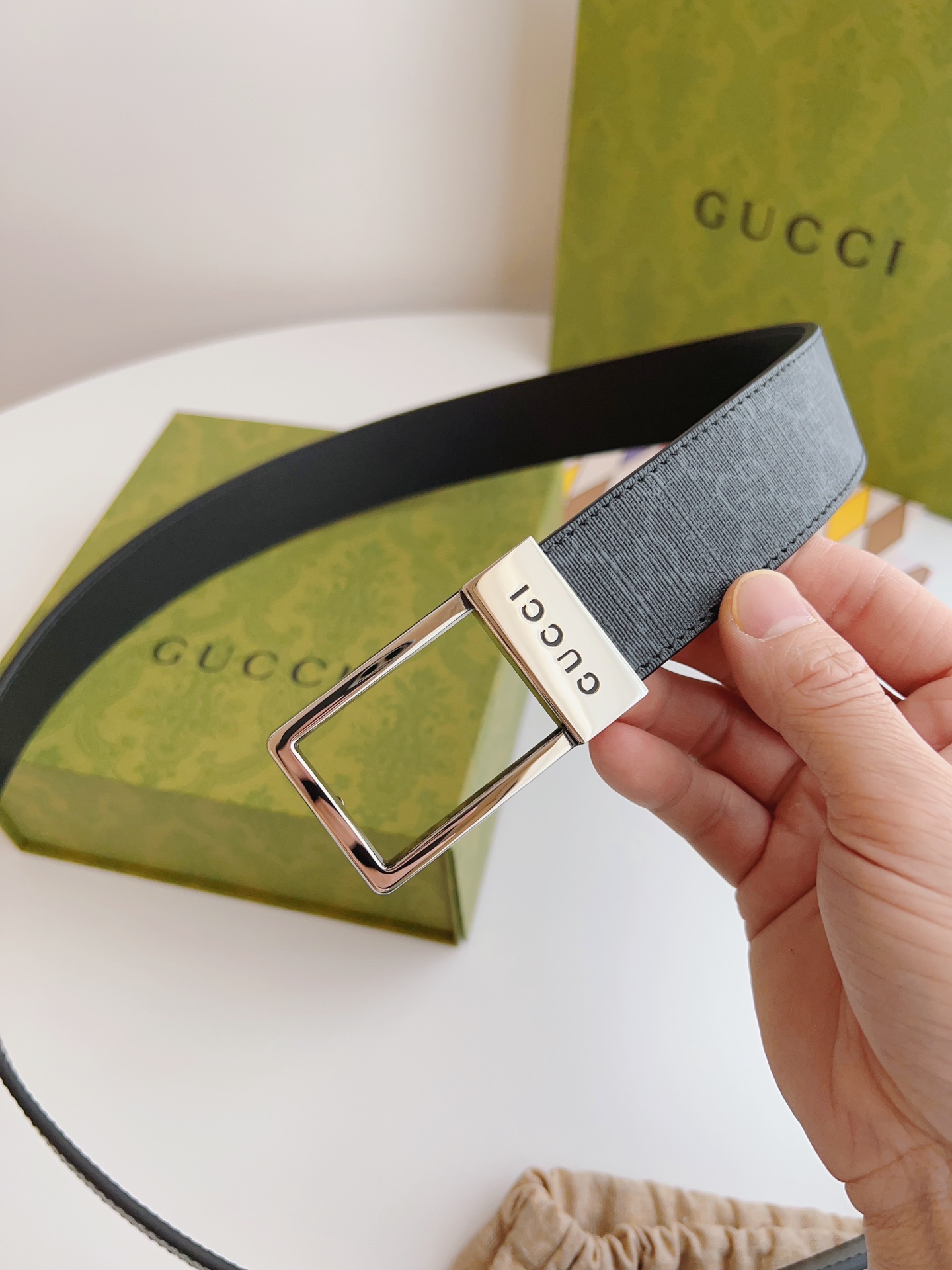 Gucci Basic Belt Canvas Beige S-m