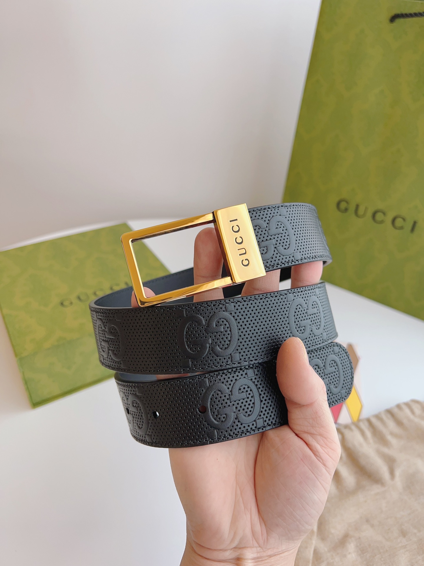 Gucci Basic Belt Canvas Beige S-m