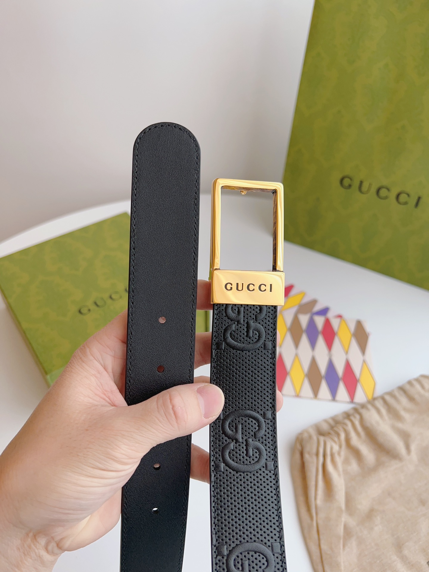 Gucci Basic Belt Canvas Beige S-m
