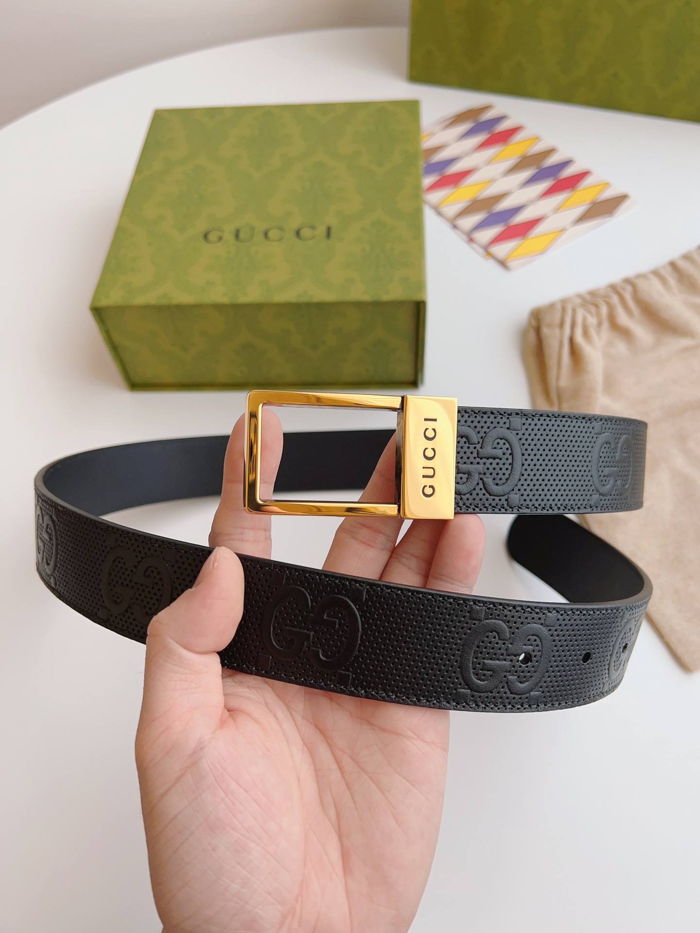 Gucci Basic Belt Canvas Beige S-m