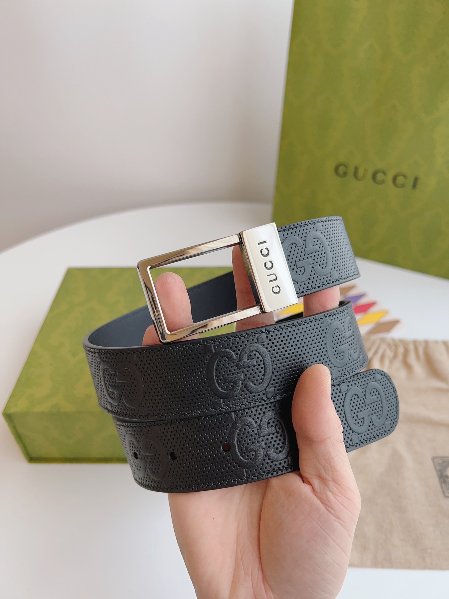 Gucci Basic Belt Canvas Beige S-m