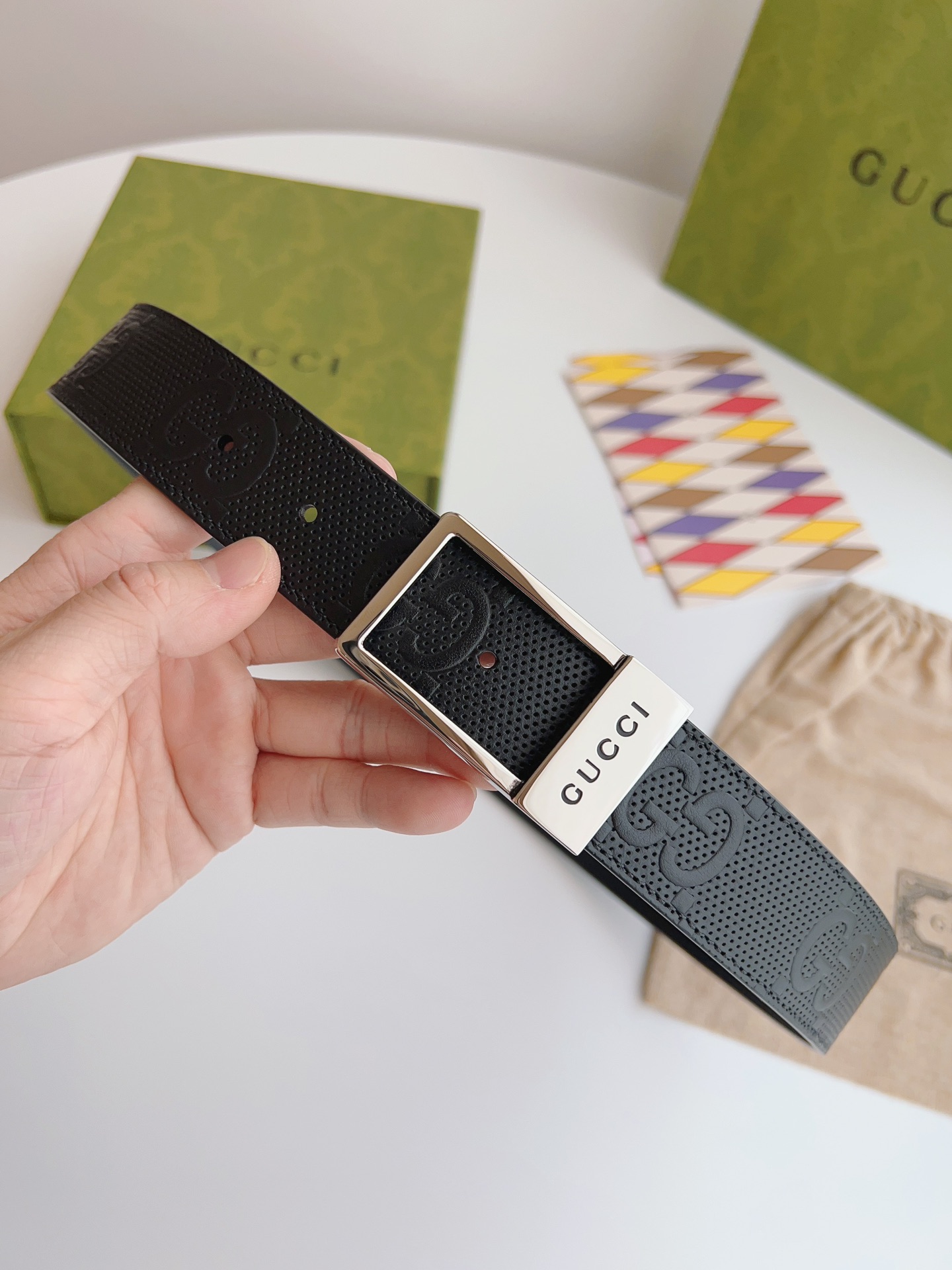 Gucci Basic Belt Canvas Beige S-m