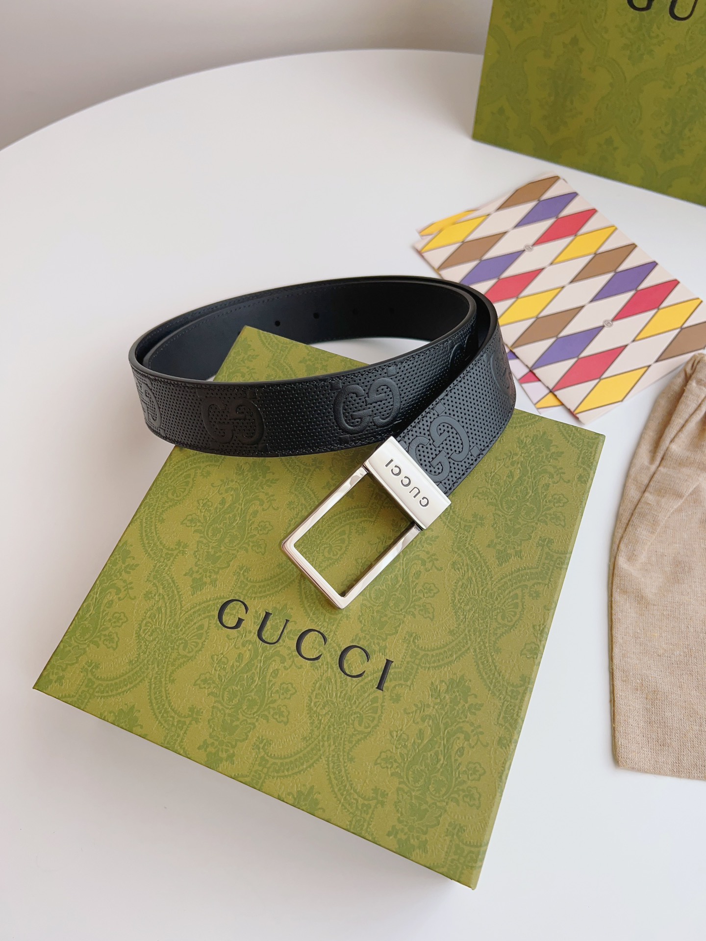 Gucci Basic Belt Canvas Beige S-m