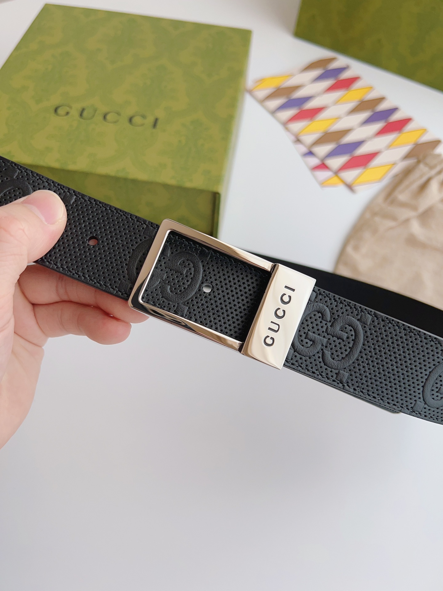 Gucci Basic Belt Canvas Beige S-m