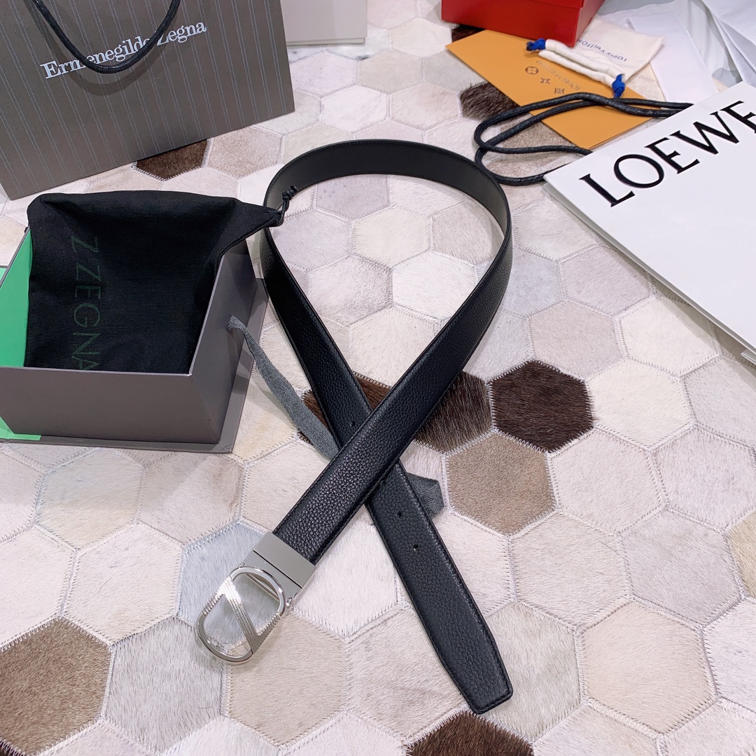 Ermenegildo Zegna Male Leather Belt Top Grain Leather M