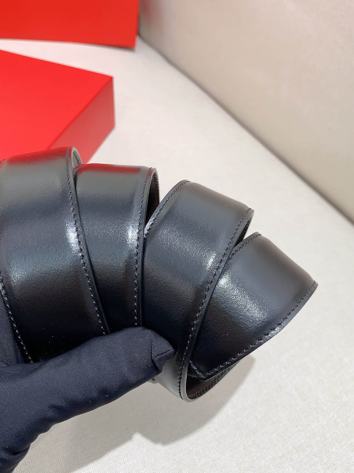 Cartier Leather Belt Cow Leather Black Adjustable