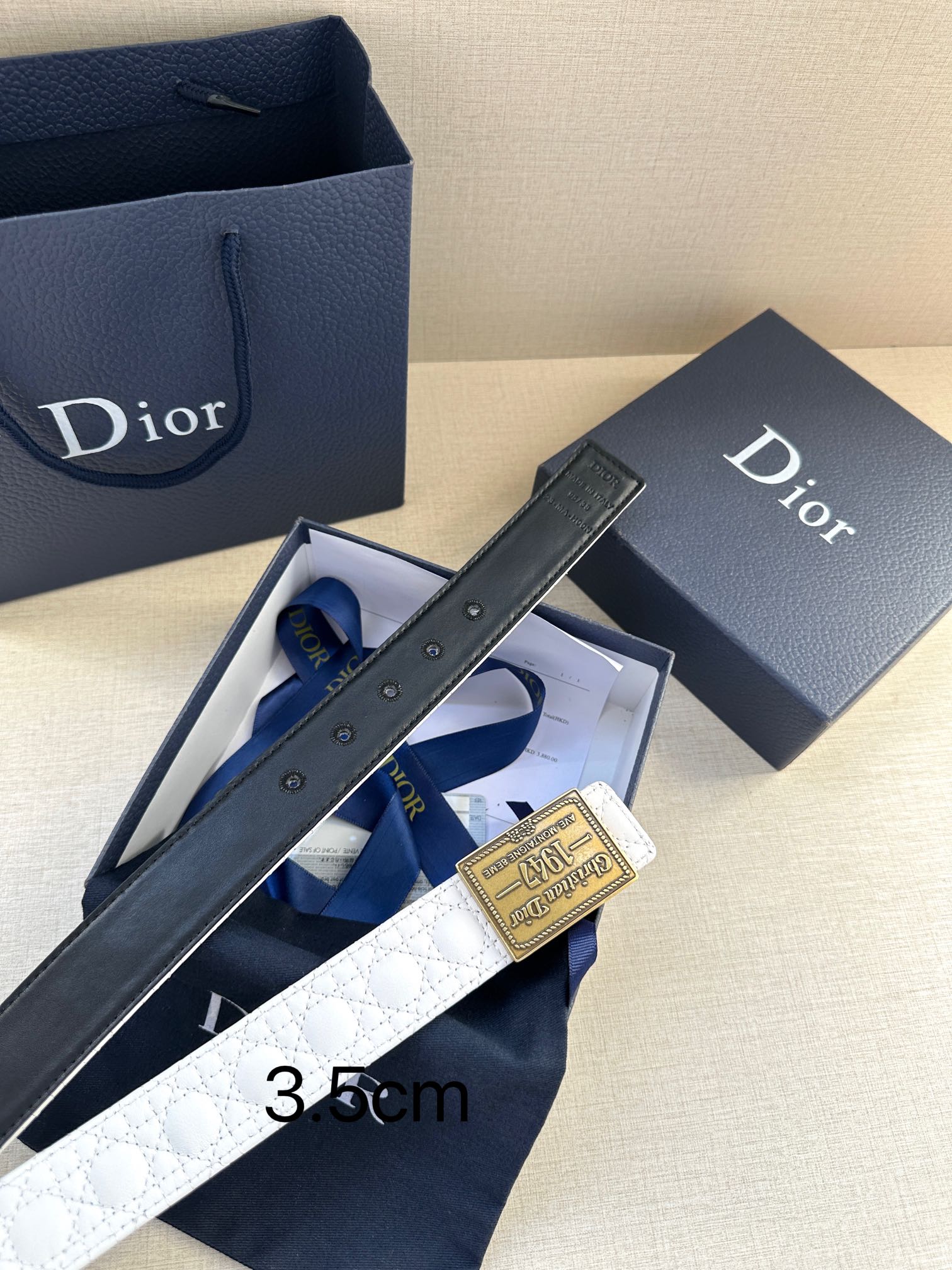 Dior Pin Buckle Belt Cow Leather Black Adjustable M