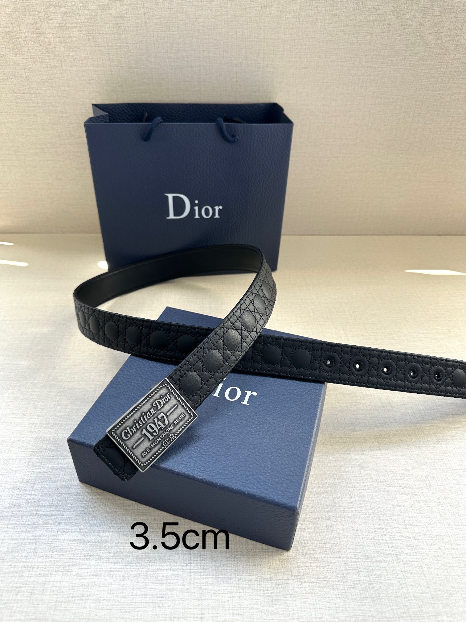 Dior Pin Buckle Belt Cow Leather Black Adjustable M