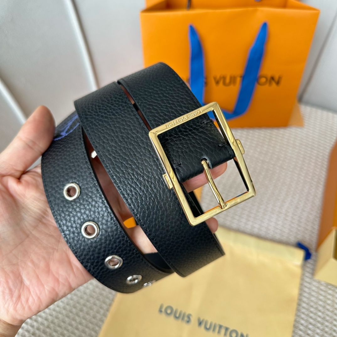 Louis Vuitton Male Basic Belt Cow Leather 35mm-l-s